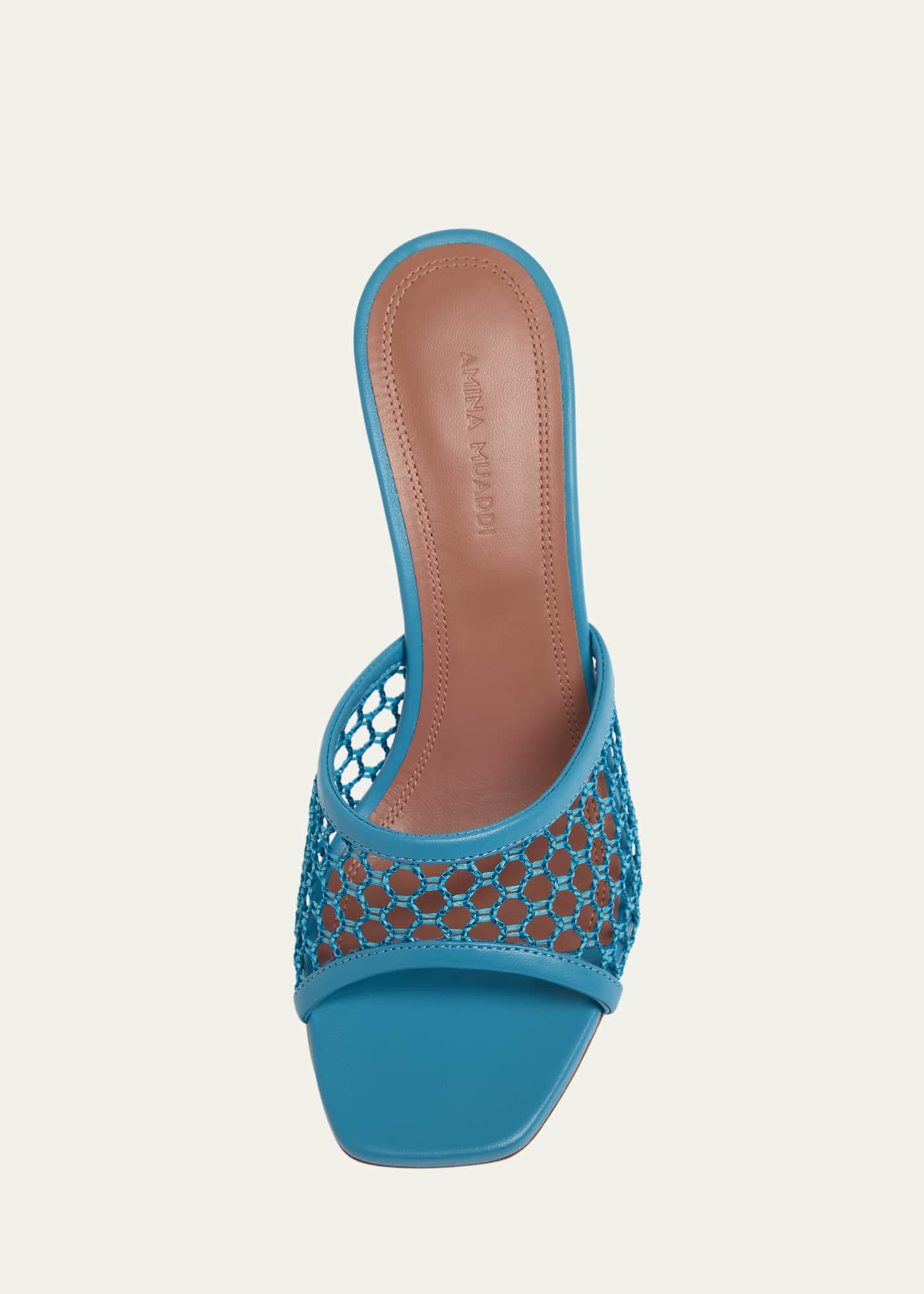Amina Muaddi Lupita Net Leather Sandals Image 4 of 4