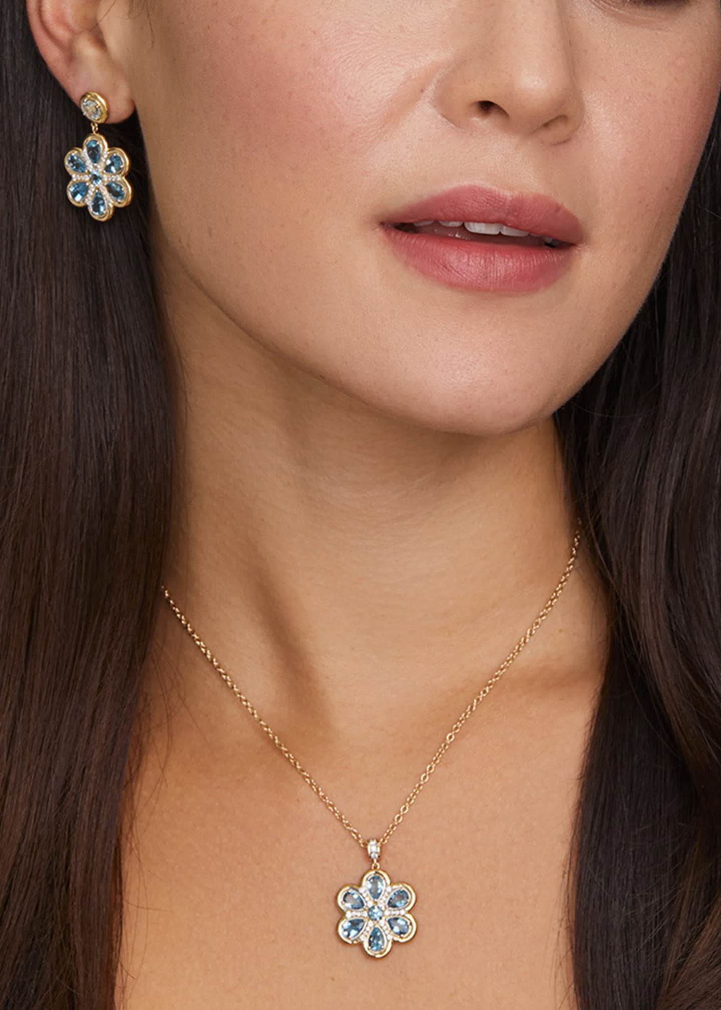 Jamie Wolf 18K Yellow and White Gold Floral Pendant Necklace with Aquamarine and Diamonds Image 2 of 2