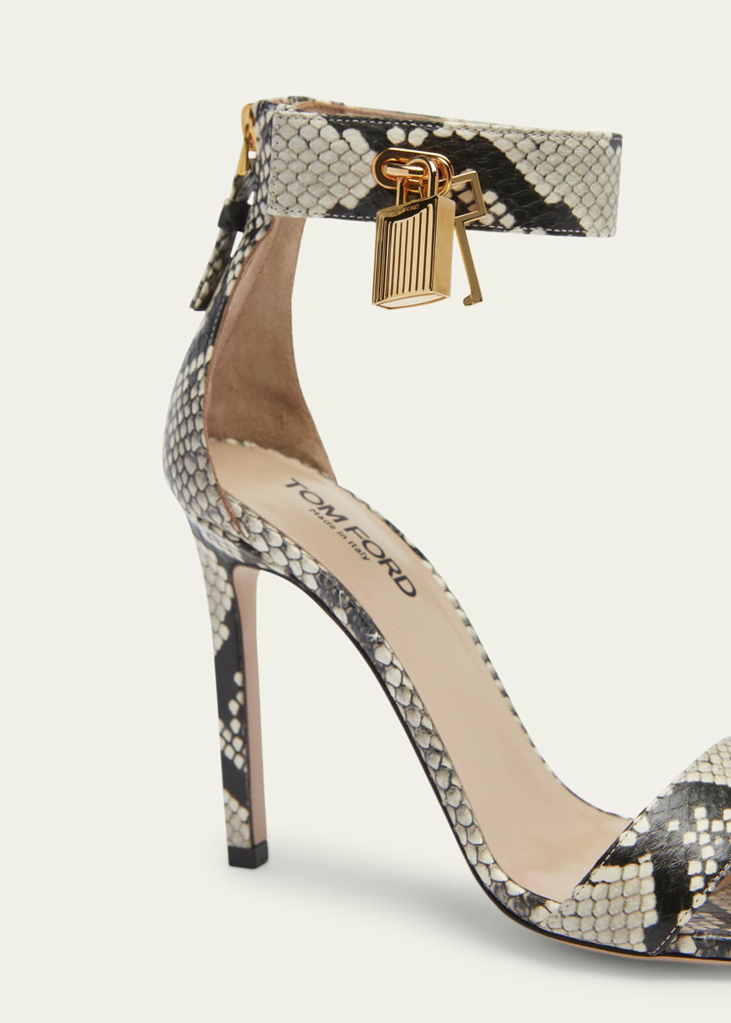 TOM FORD Lock Python Embossed Ankle-Cuff Sandals - Bergdorf