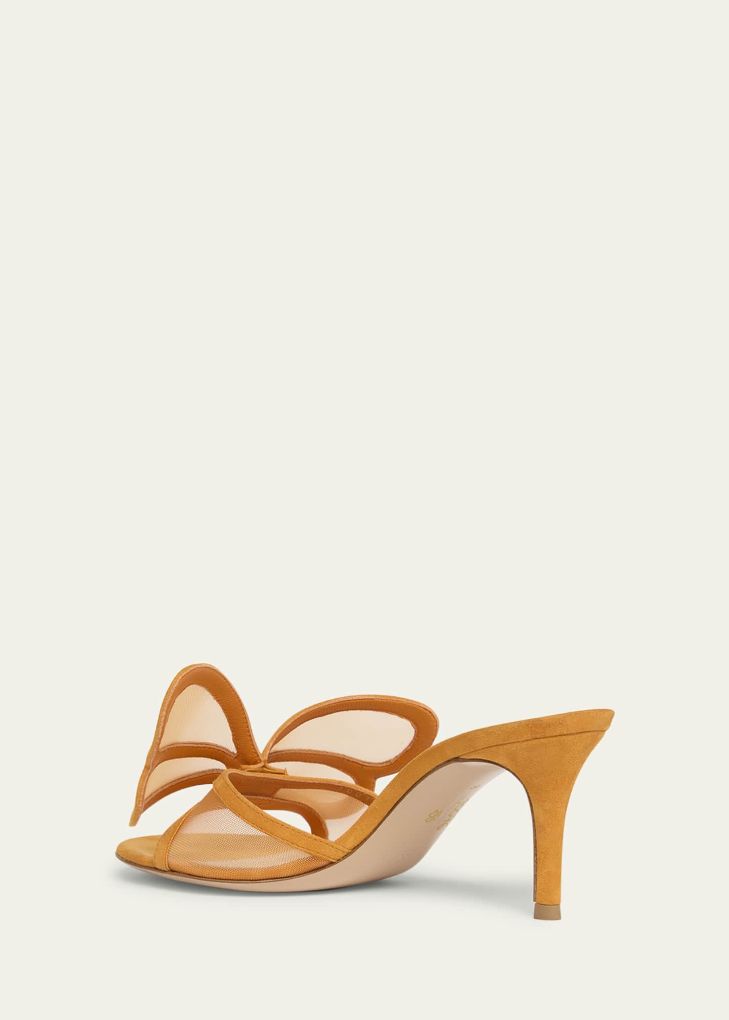 Gianvito Rossi Camoscio Mesh and Leather Butterfly Sandals Image 2 of 4