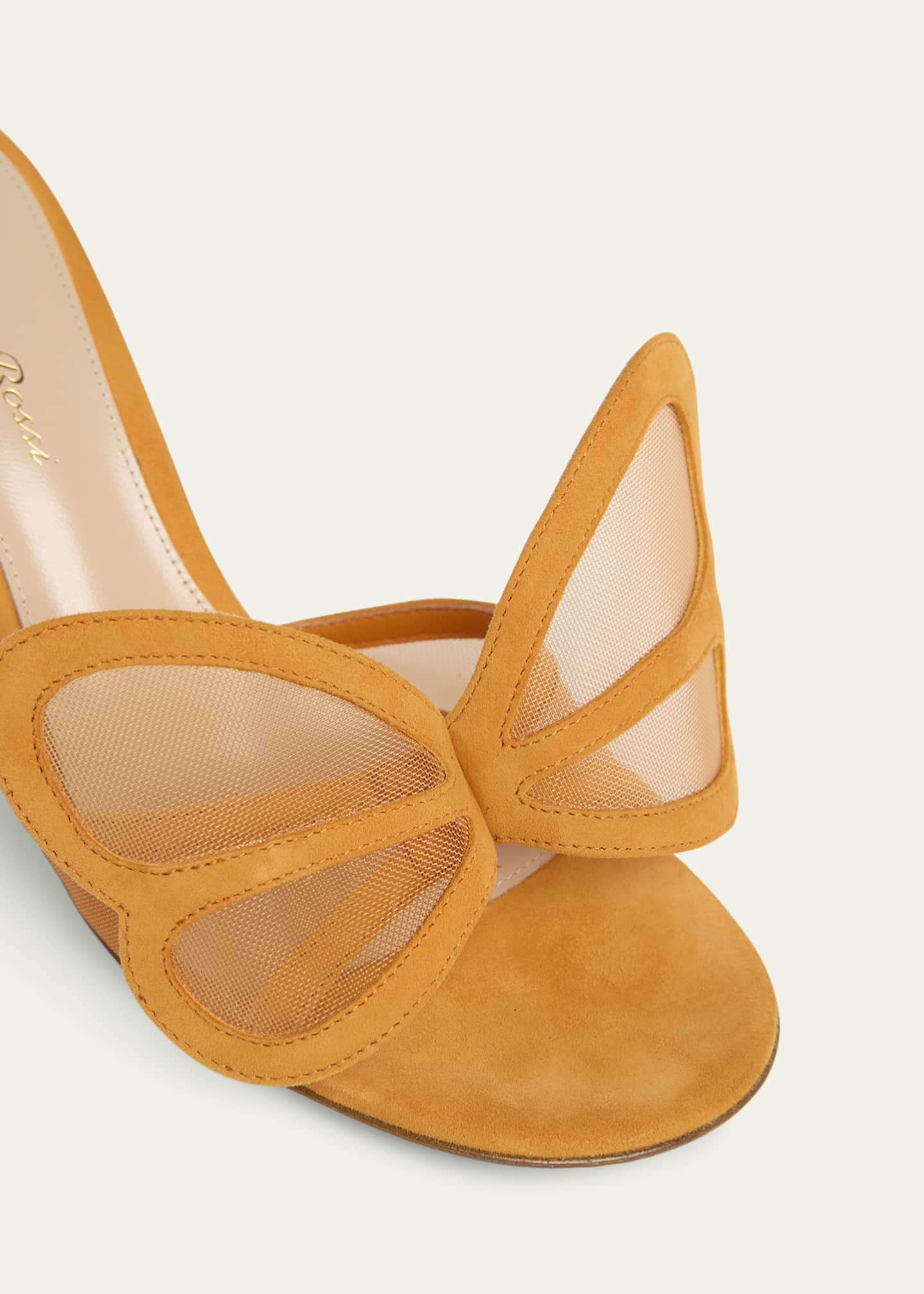 Gianvito Rossi Camoscio Mesh and Leather Butterfly Sandals Image 3 of 4