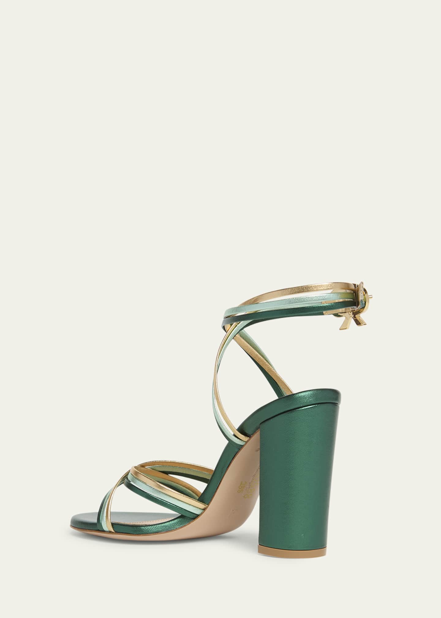 Gianvito Rossi Napa Leather Strappy Block-Heel Sandals Image 2 of 4