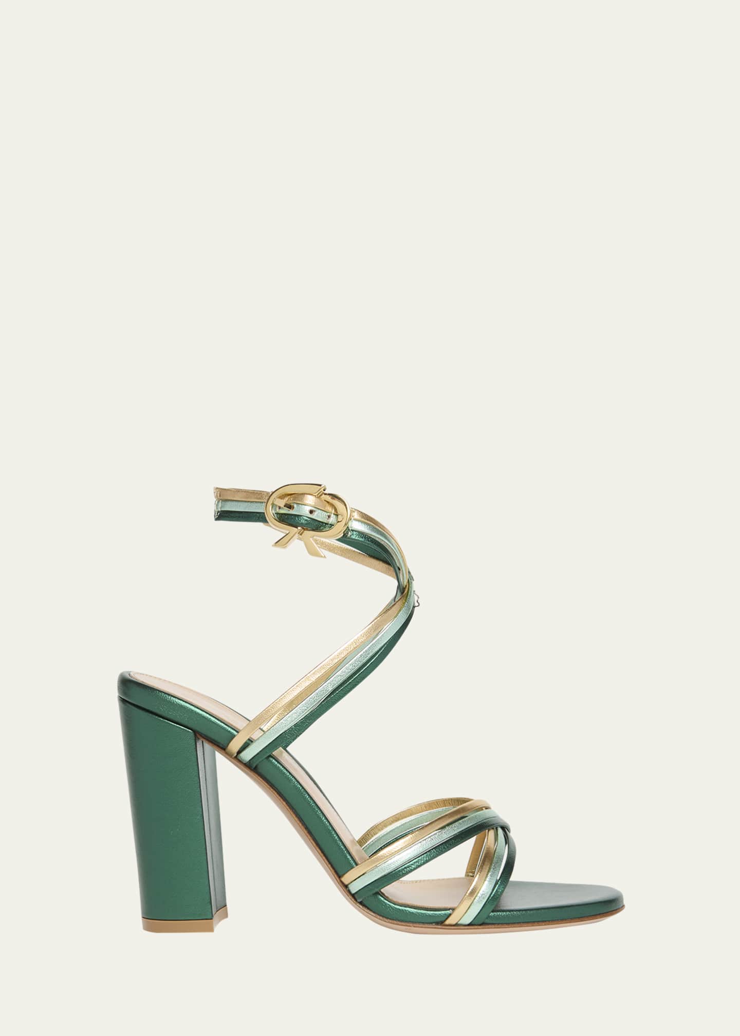 Gianvito Rossi Napa Leather Strappy Block-Heel Sandals Image 1 of 4
