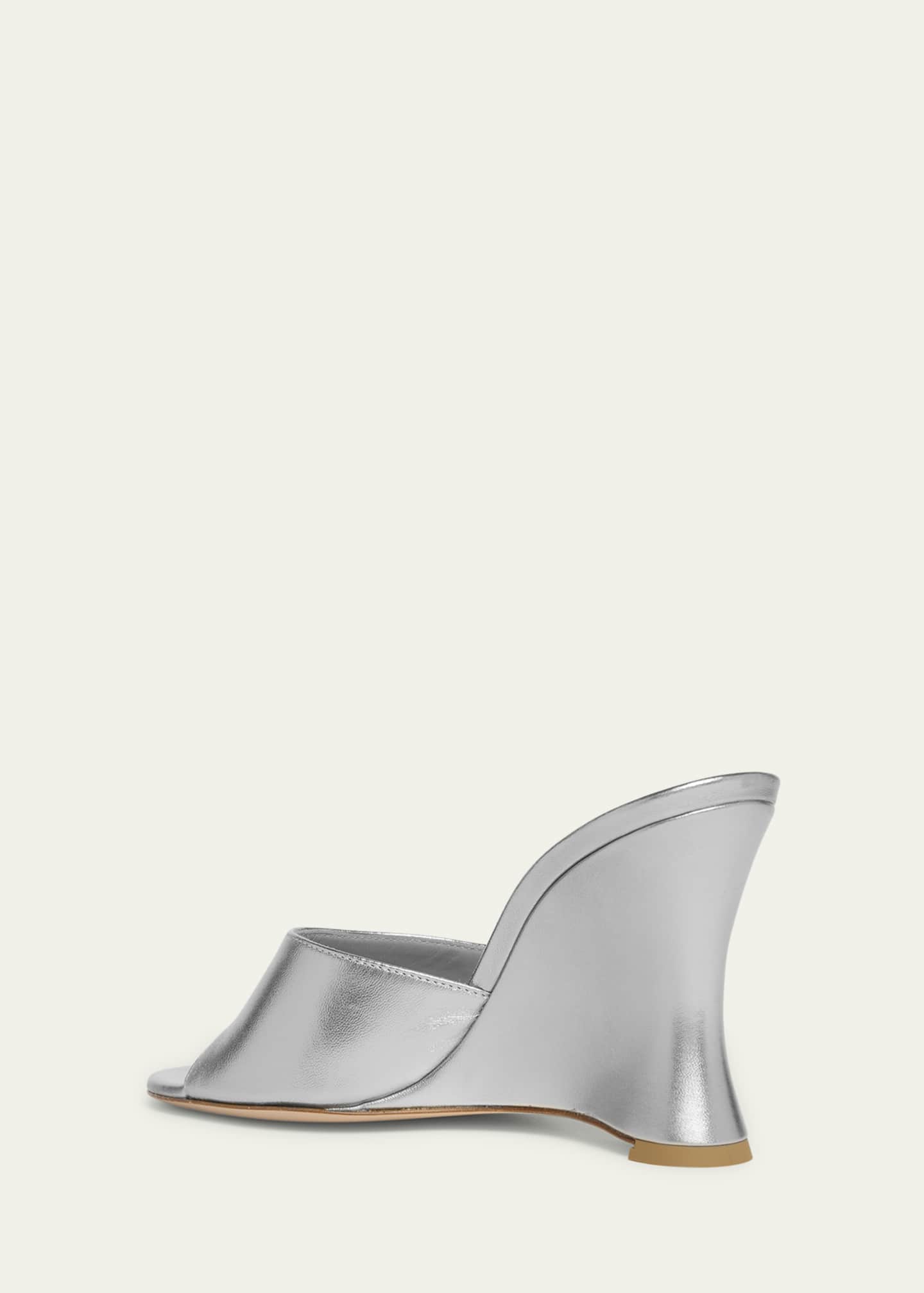 Gianvito Rossi Metallic Napa Leather Wedge Sandals Image 2 of 4