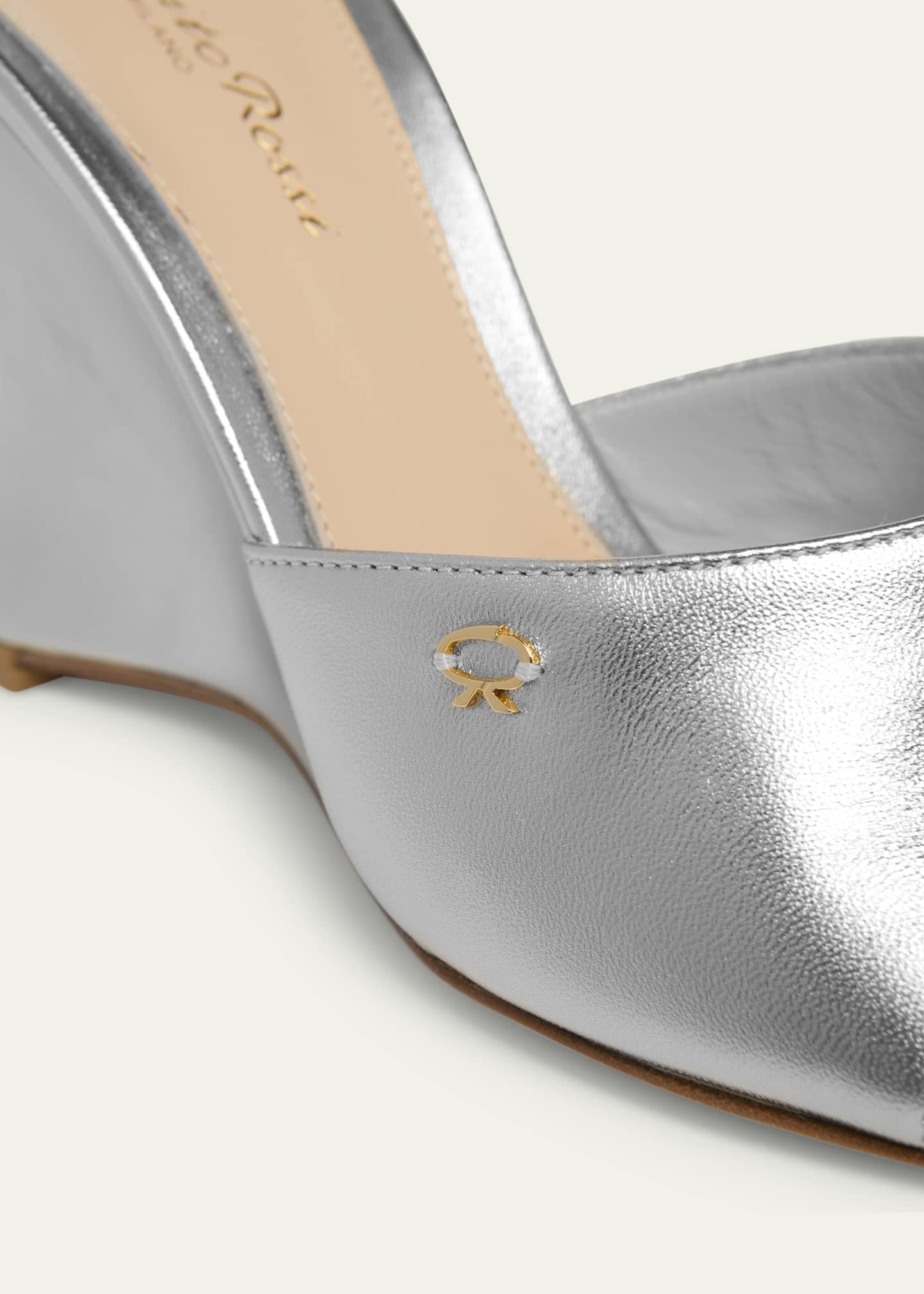 Gianvito Rossi Metallic Napa Leather Wedge Sandals Image 3 of 4