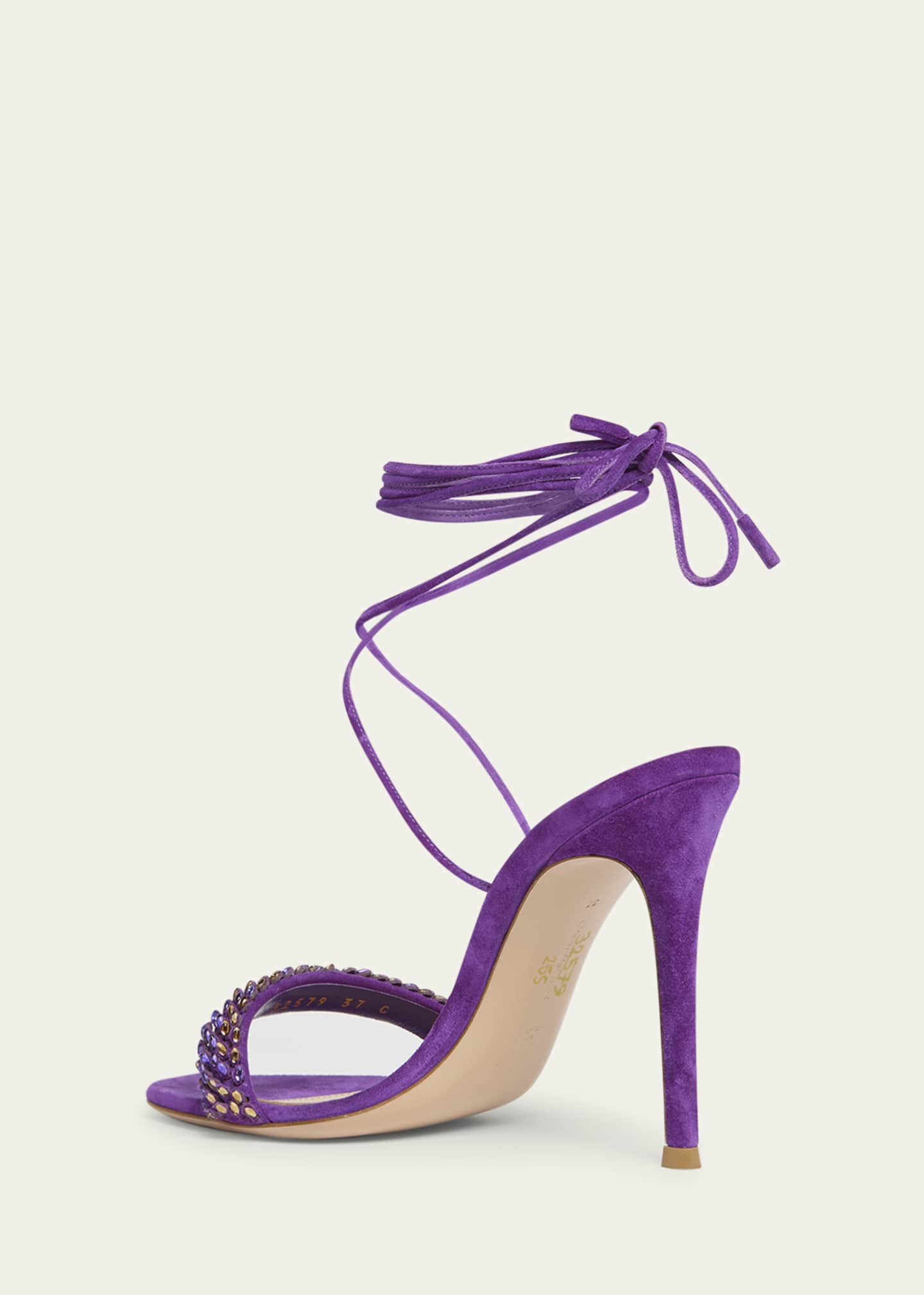 Multicolor Crystal Suede Ankle-Strap Sandals