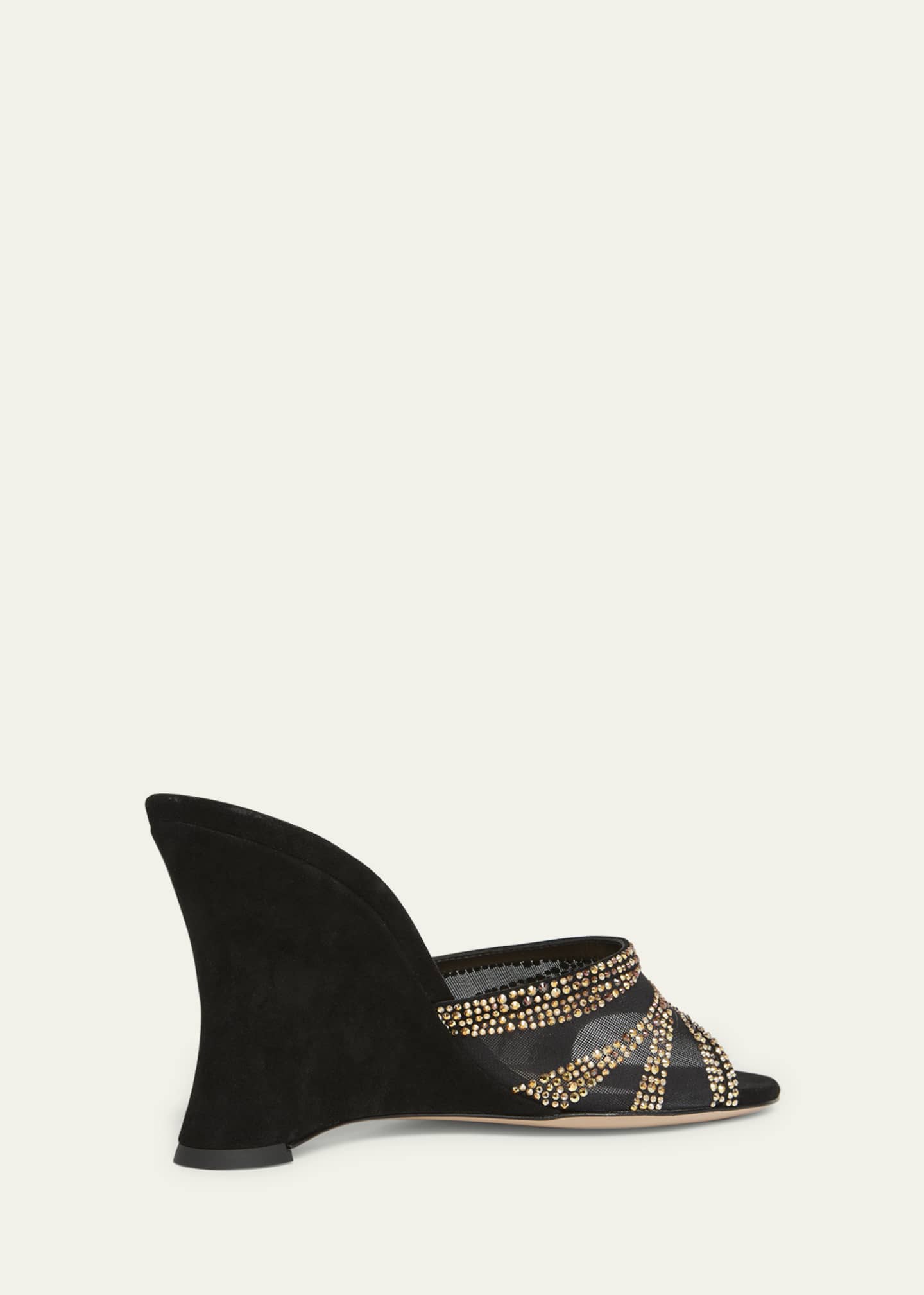 Gianvito Rossi Camoscio Mesh Crystal and Suede Wedge Sandals Image 2 of 4