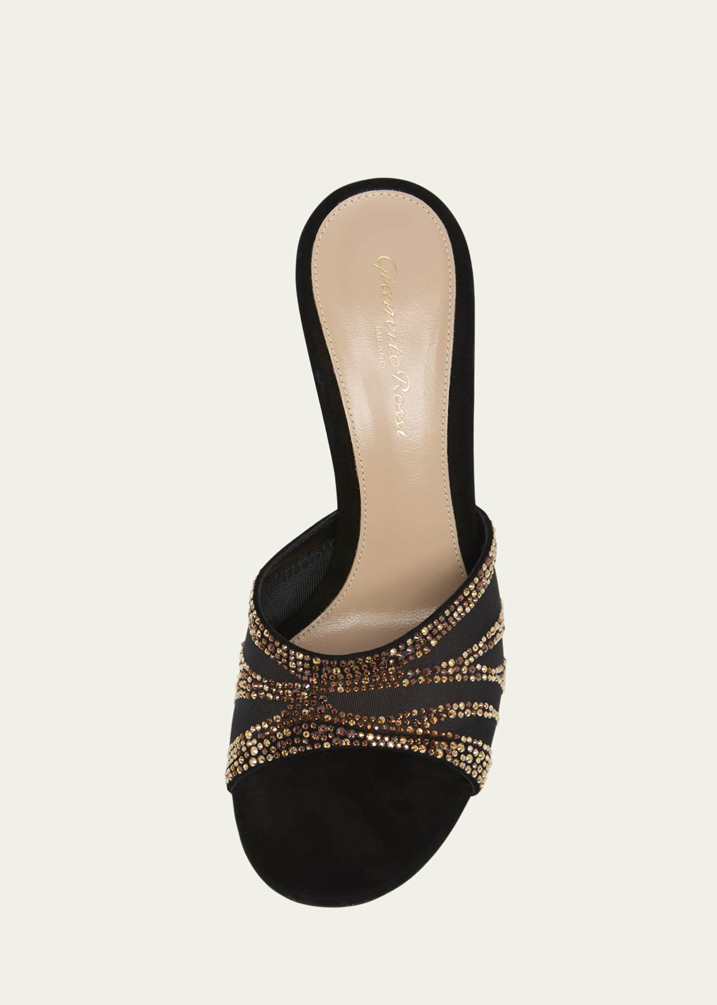 Gianvito Rossi Camoscio Mesh Crystal and Suede Wedge Sandals Image 4 of 4