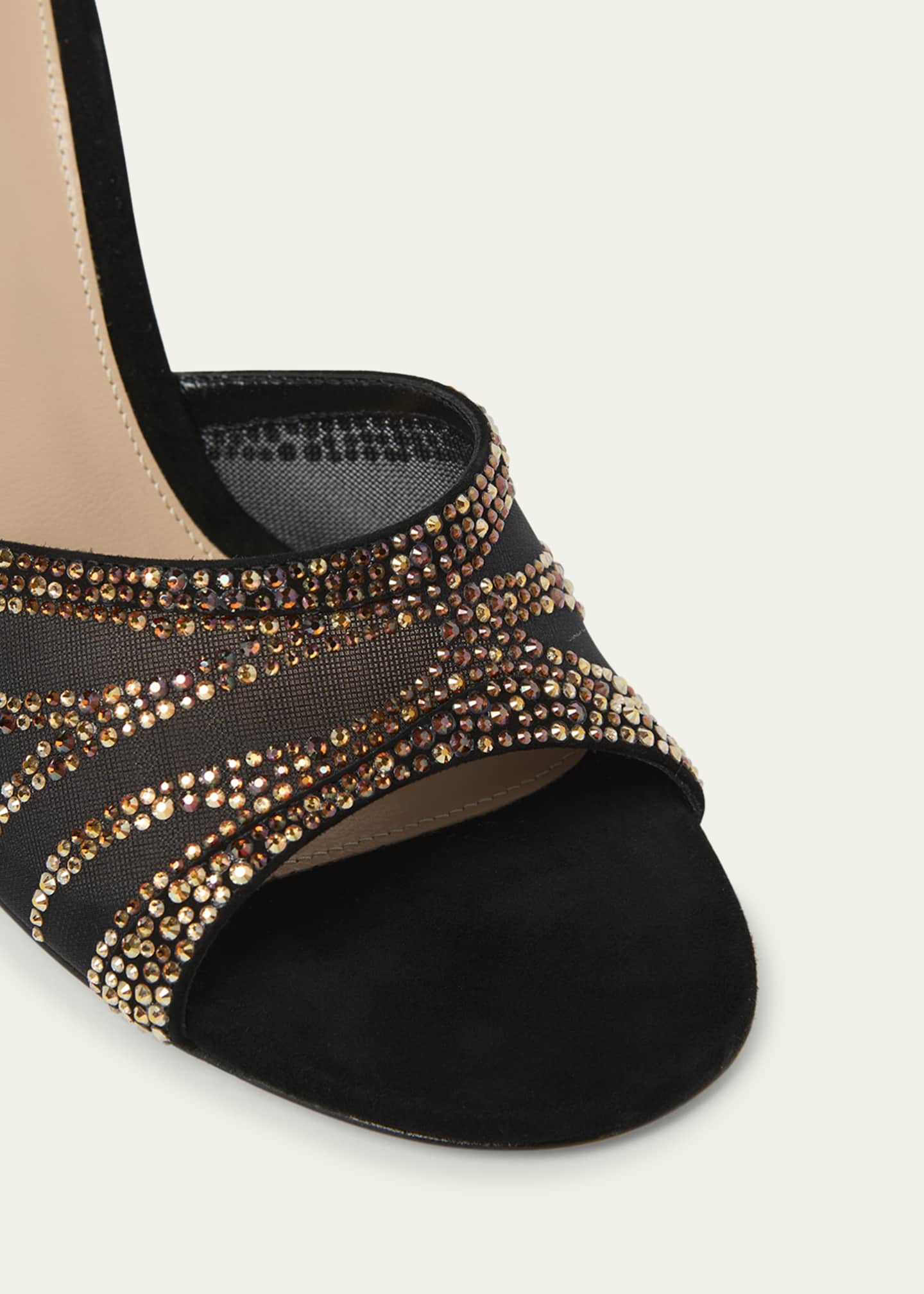 Gianvito Rossi Camoscio Mesh Crystal and Suede Wedge Sandals Image 3 of 4
