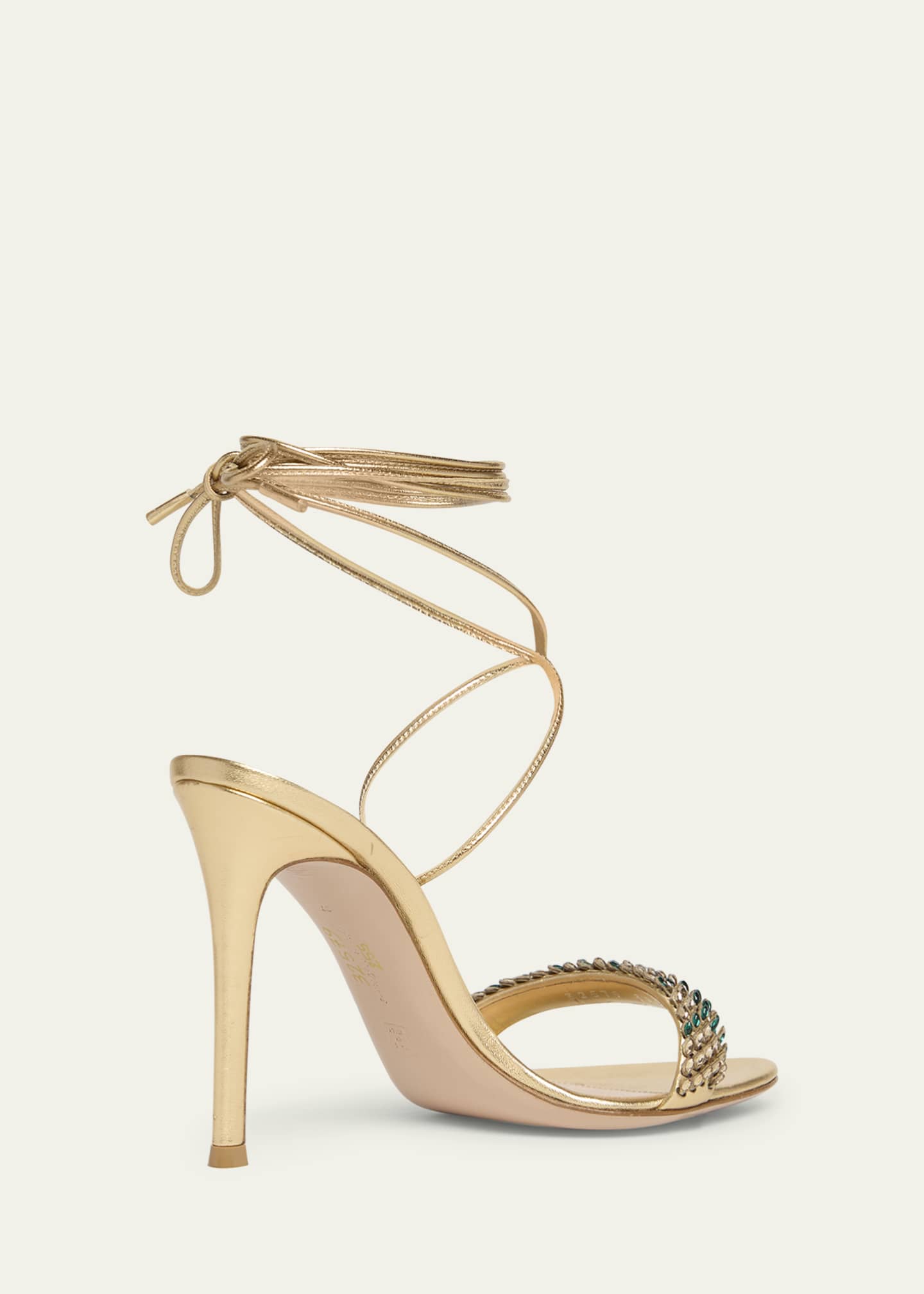 Gianvito Rossi Crystal Metallic Ankle-Strap Sandals