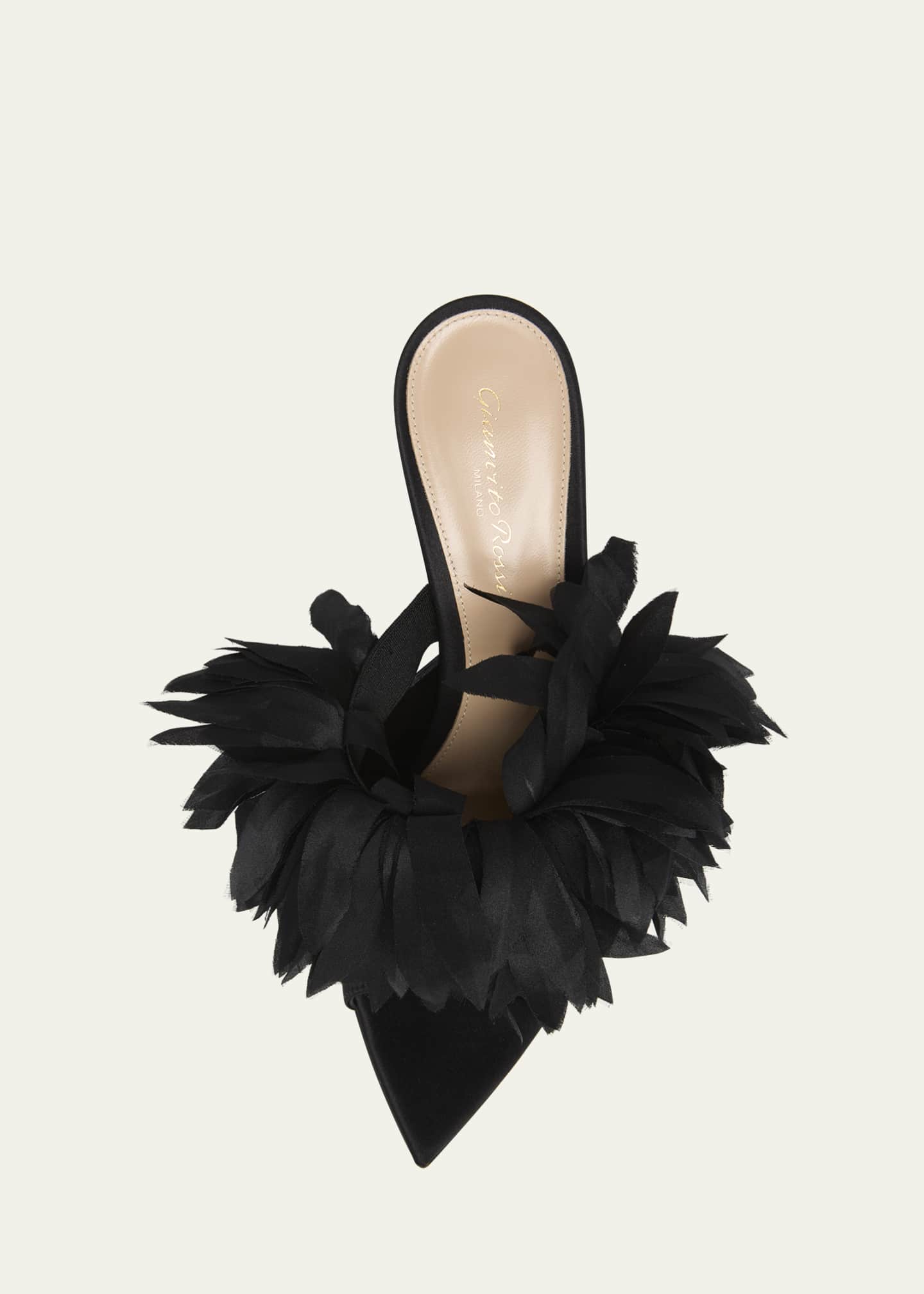 Gianvito Rossi Crepe Feather Pointed-Toe Sandals Image 4 of 4