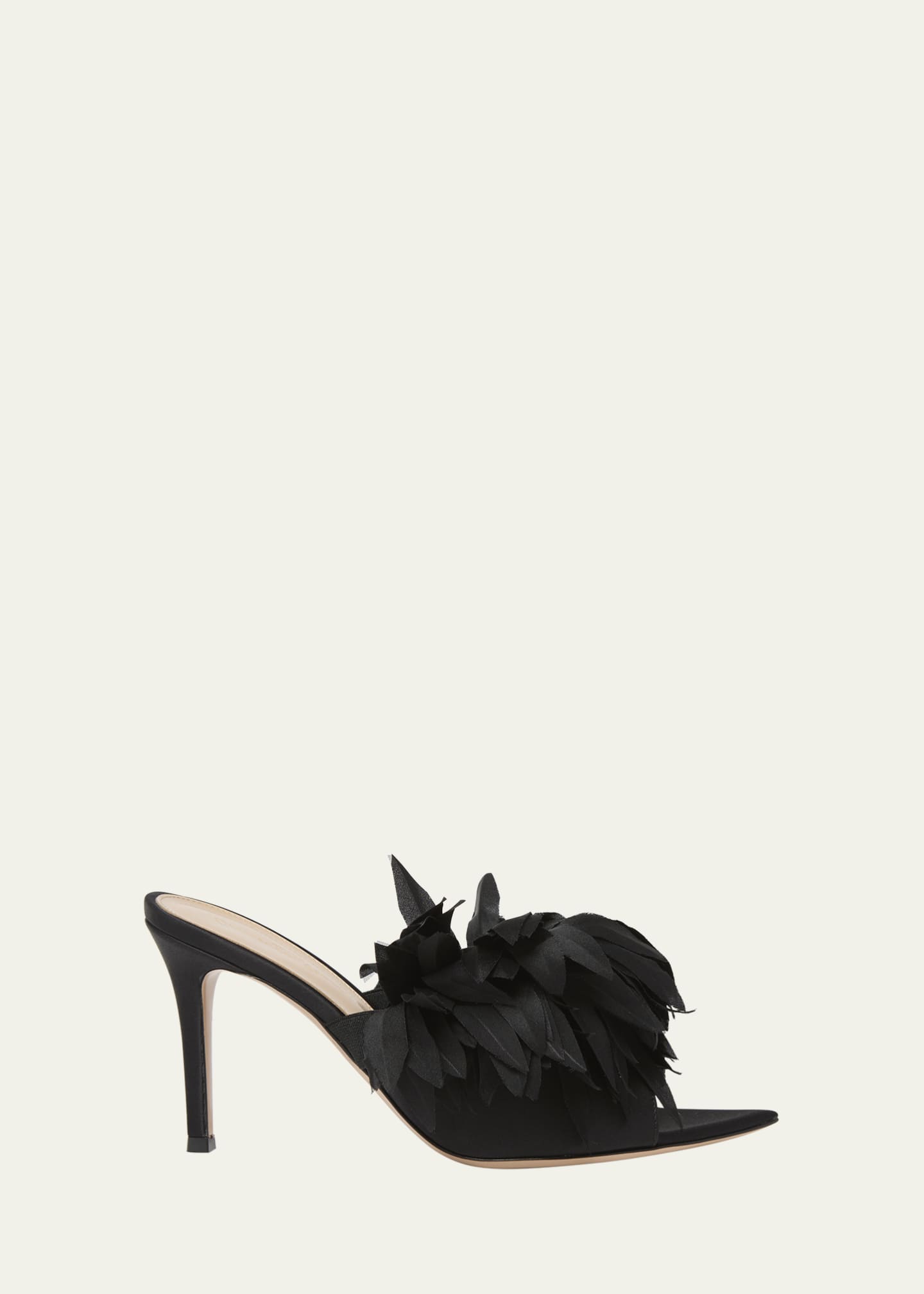 Gianvito Rossi Crepe Feather Pointed-Toe Sandals Image 1 of 4