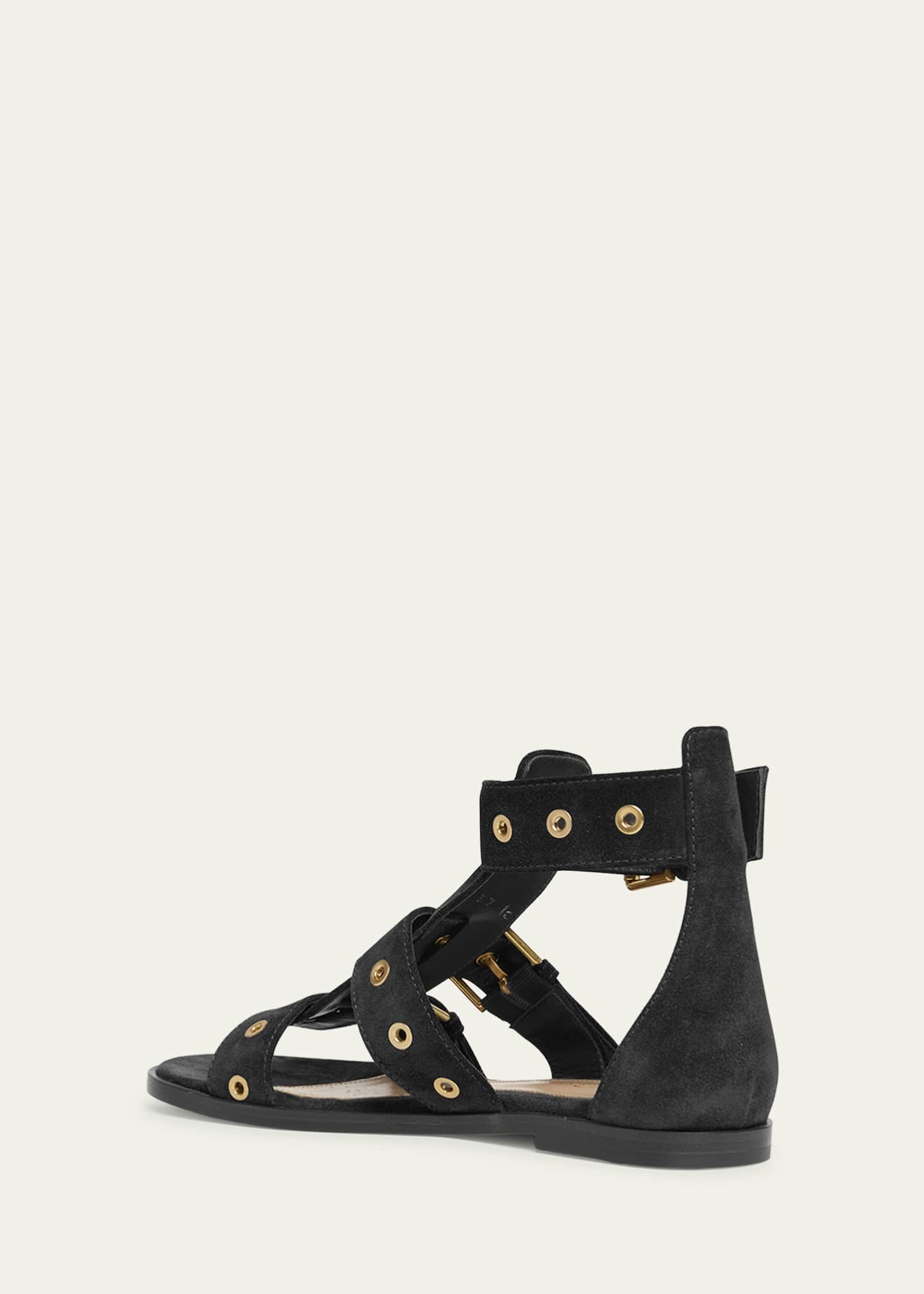 Gianvito Rossi Suede Buckle and Grommet Gladiator Sandals Image 2 of 4