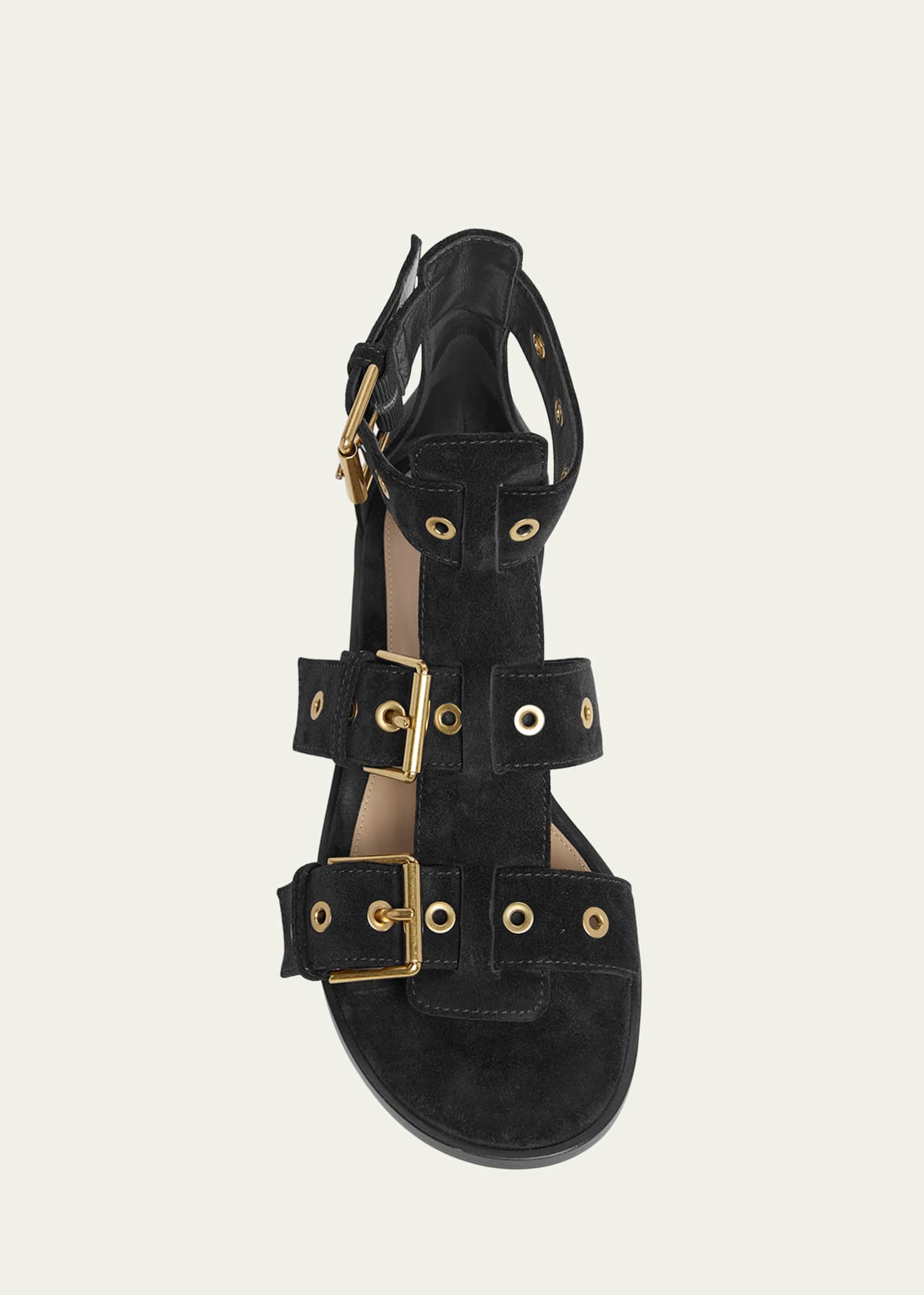 Gianvito Rossi Suede Buckle and Grommet Gladiator Sandals Image 4 of 4