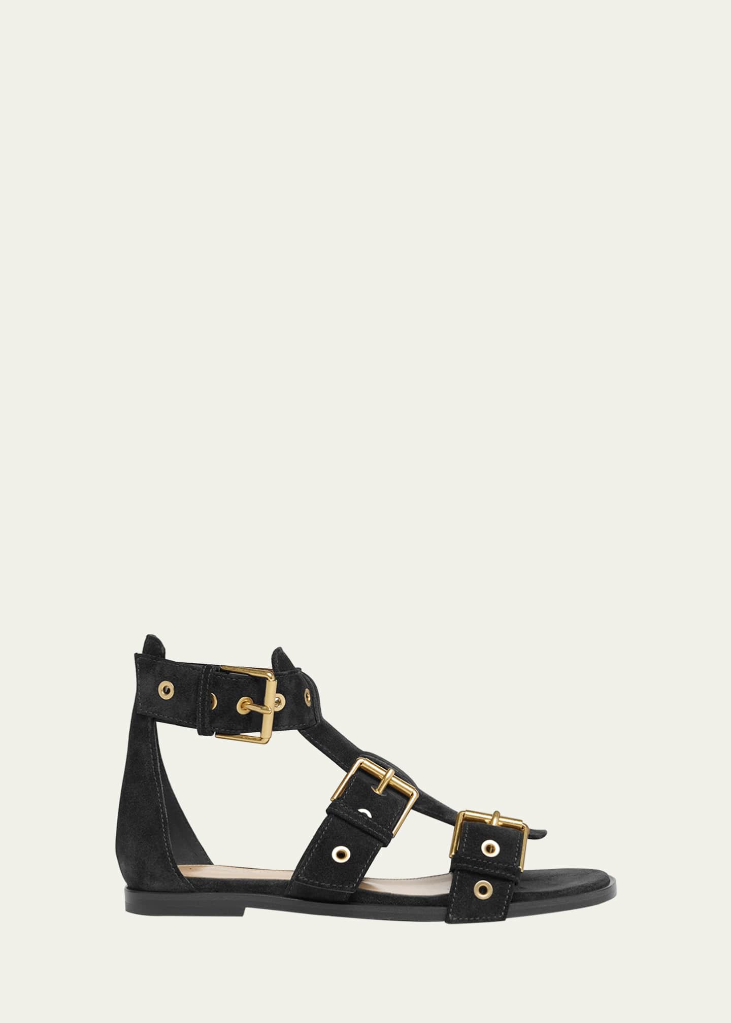 Gianvito Rossi Suede Buckle and Grommet Gladiator Sandals Image 1 of 4