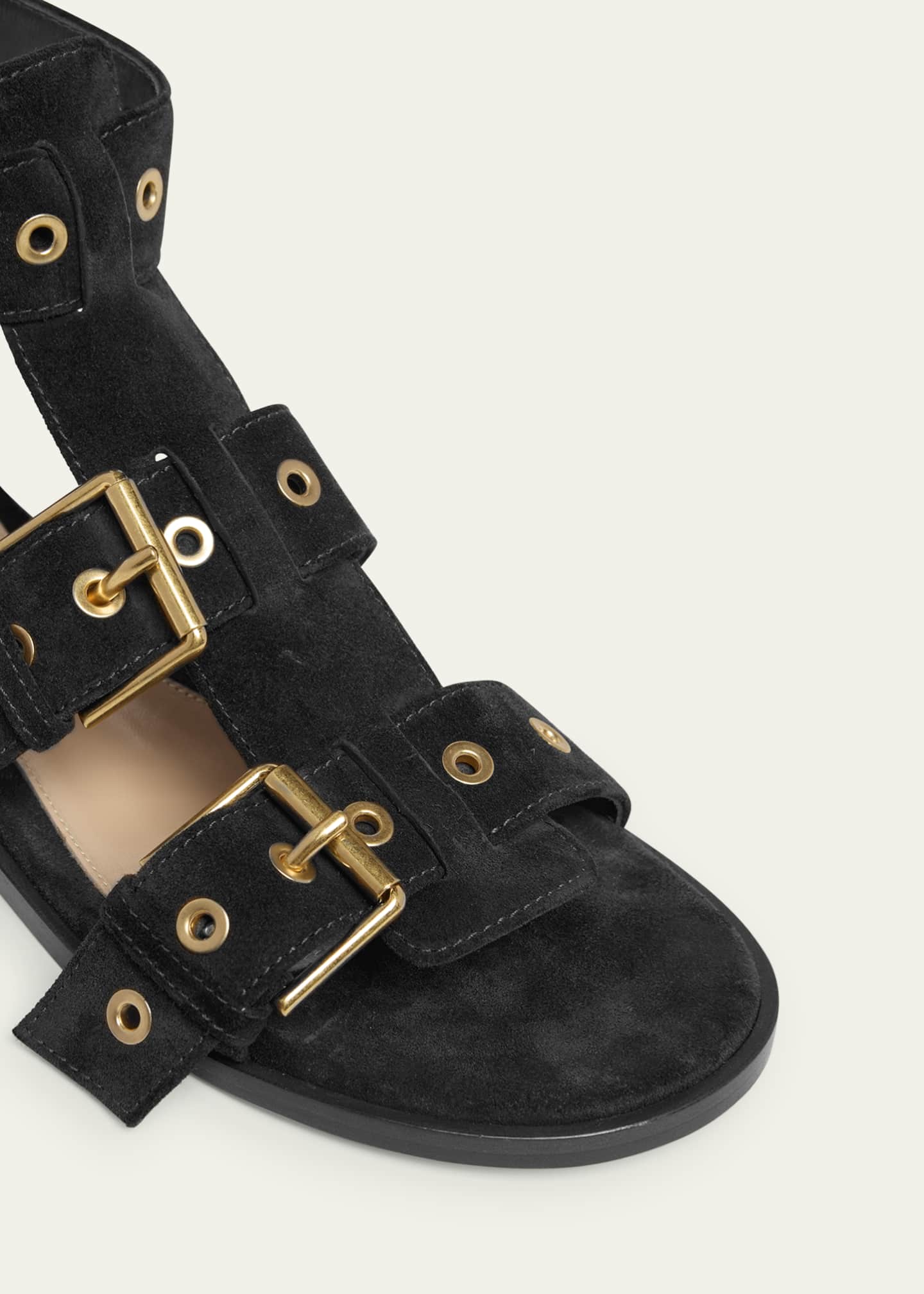 Gianvito Rossi Suede Buckle and Grommet Gladiator Sandals Image 3 of 4