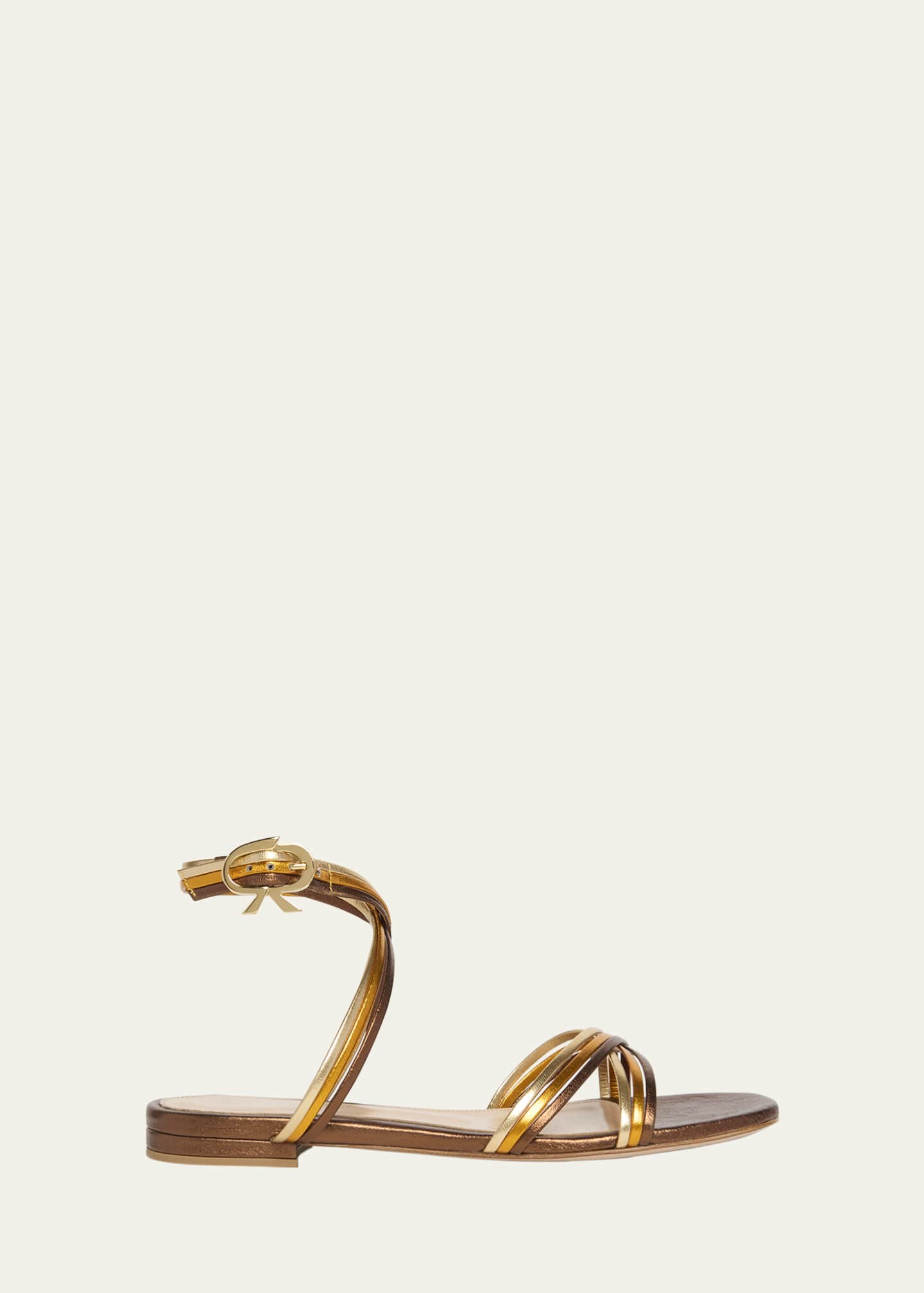 Gianvito Rossi Napa Leather Crisscross Strappy Sandals Image 1 of 4