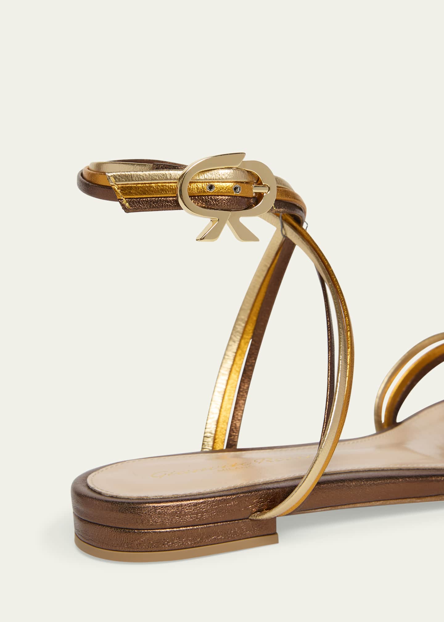 Gianvito Rossi Napa Leather Crisscross Strappy Sandals Image 3 of 4
