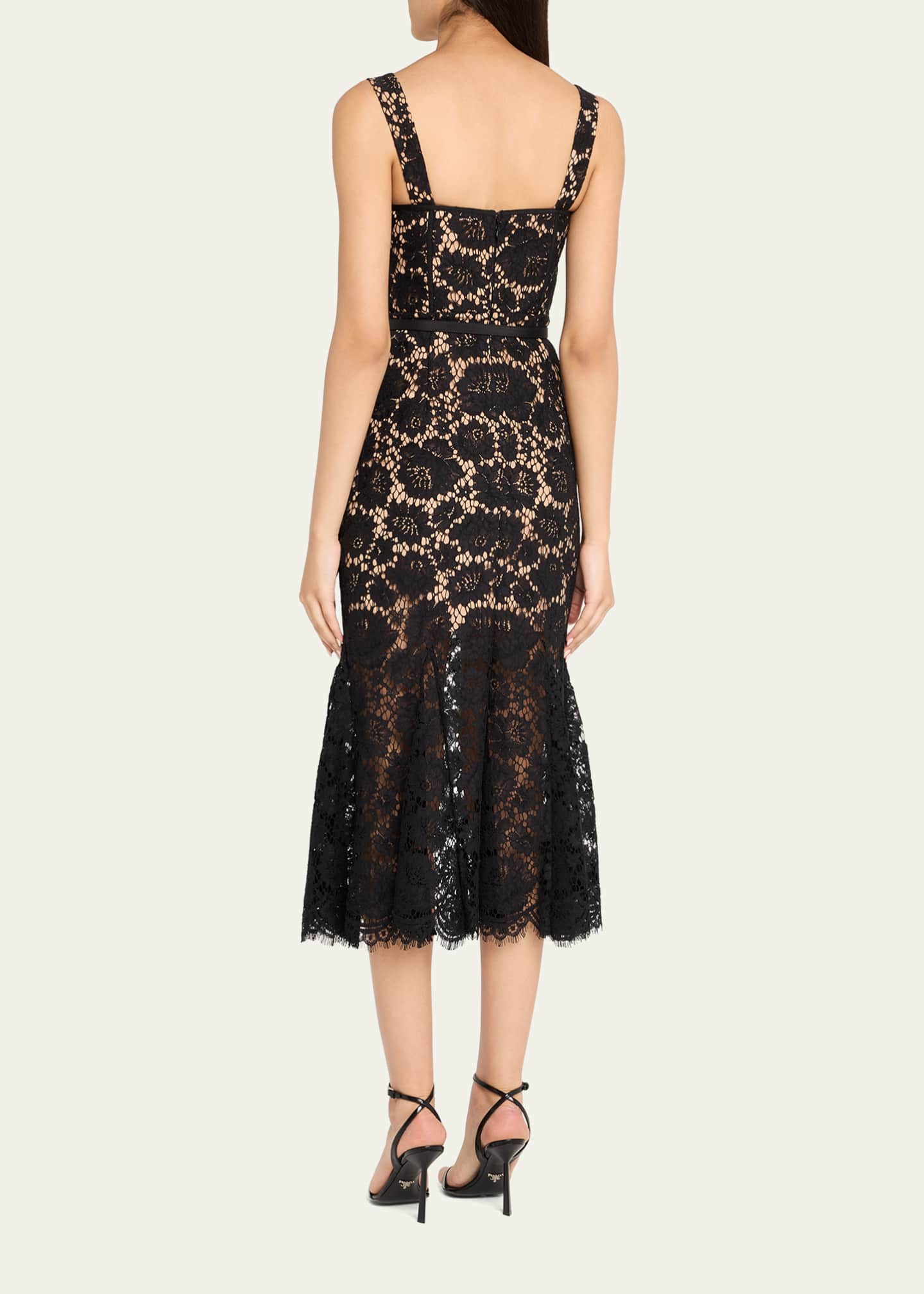 Self-Portrait Fine Lace Midi Dress Image 3 of 5