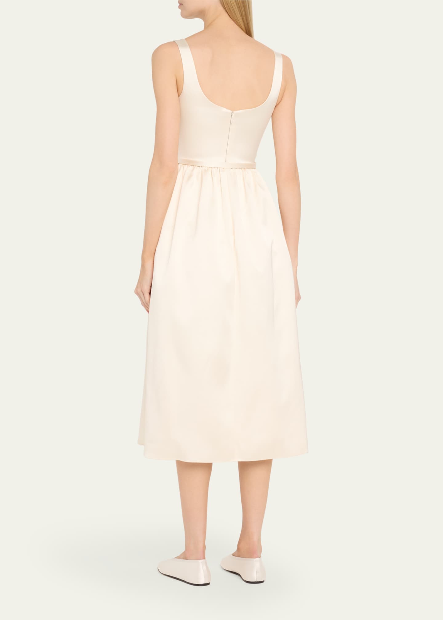 Self-Portrait Bonded Satin Flower Midi Dress Image 3 of 5