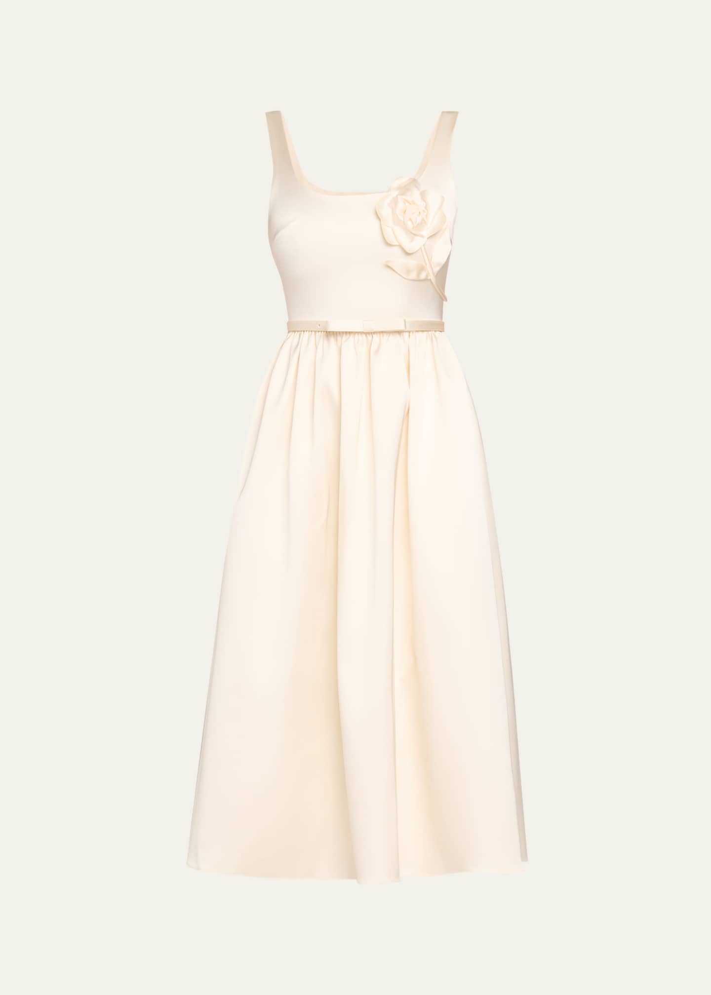 Self-Portrait Bonded Satin Flower Midi Dress Image 1 of 5