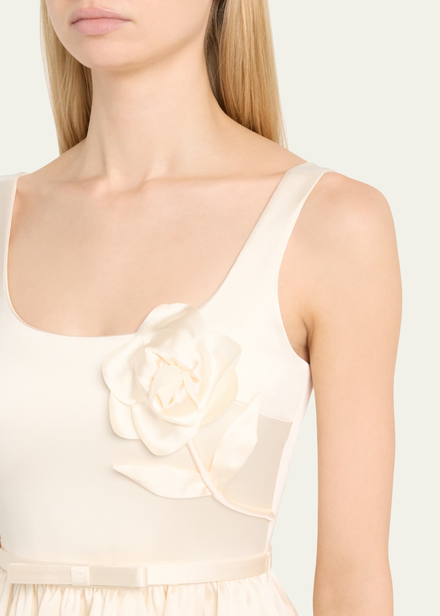 Self-Portrait Bonded Satin Flower Midi Dress Image 5 of 5