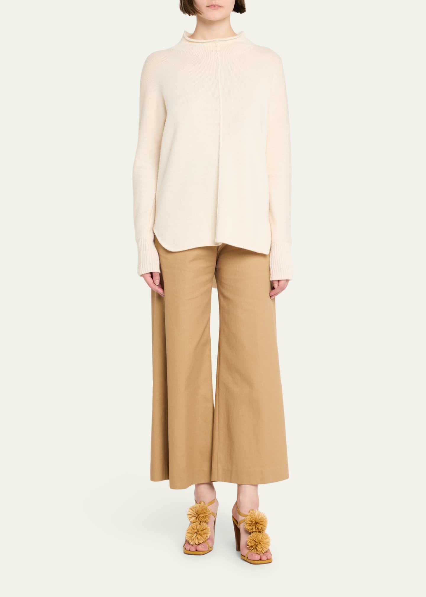 Ulla Johnson Isolde Leather Pom Pom T-Strap Sandals Image 3 of 6