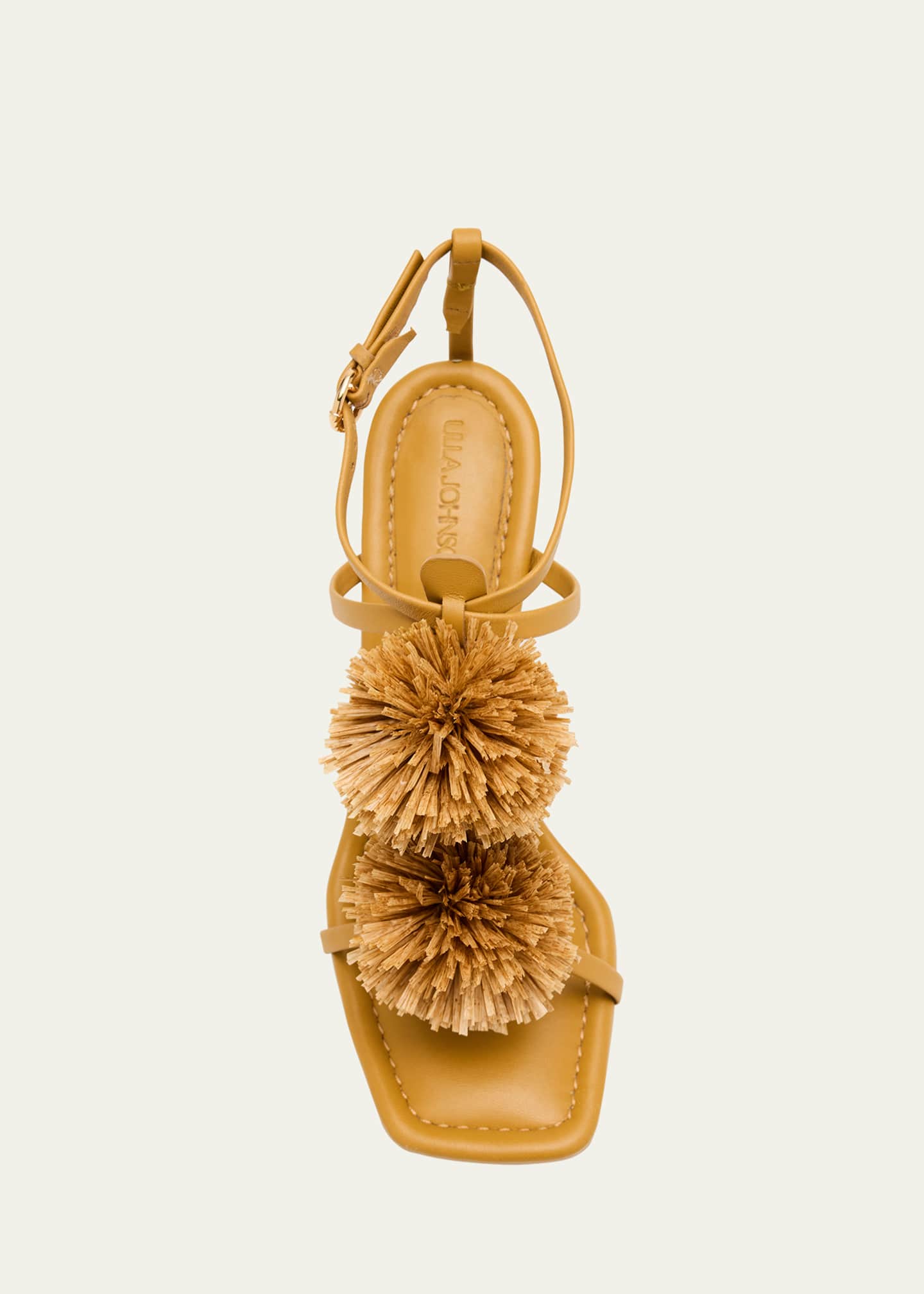Ulla Johnson Isolde Leather Pom Pom T-Strap Sandals Image 4 of 4