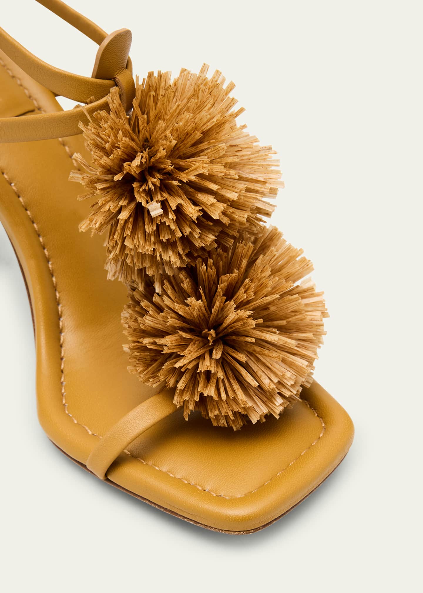 Ulla Johnson Isolde Leather Pom Pom T-Strap Sandals Image 3 of 4