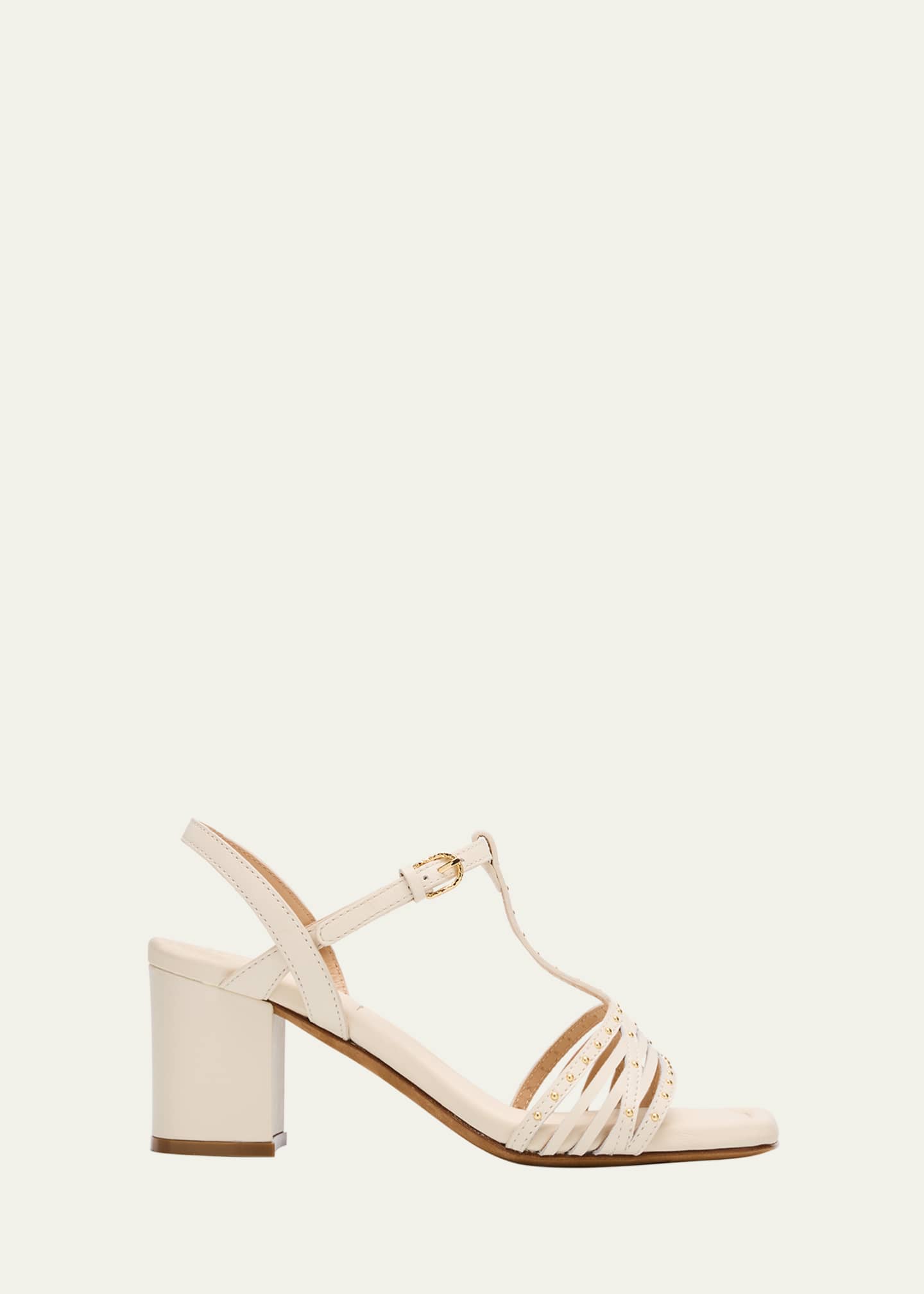 Ulla Johnson Nina Studded Leather T-Strap Sandals Image 1 of 4