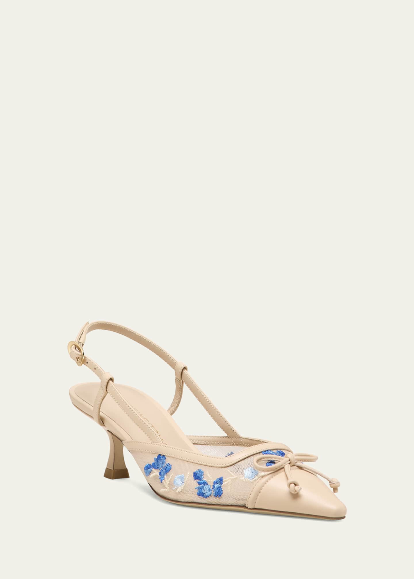 Stuart Weitzman Kitty Embroidered Slingback Pumps Image 2 of 2