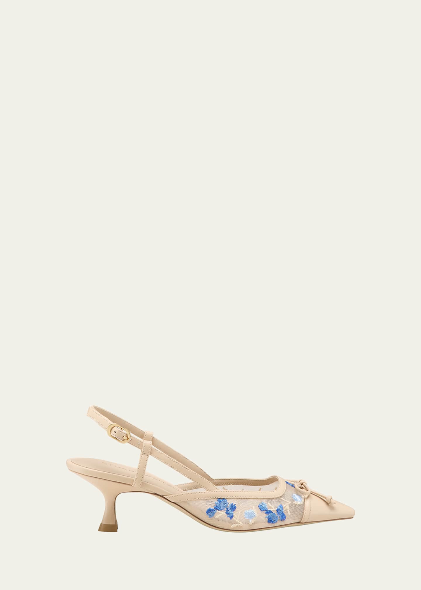 Stuart Weitzman Kitty Embroidered Slingback Pumps Image 1 of 2