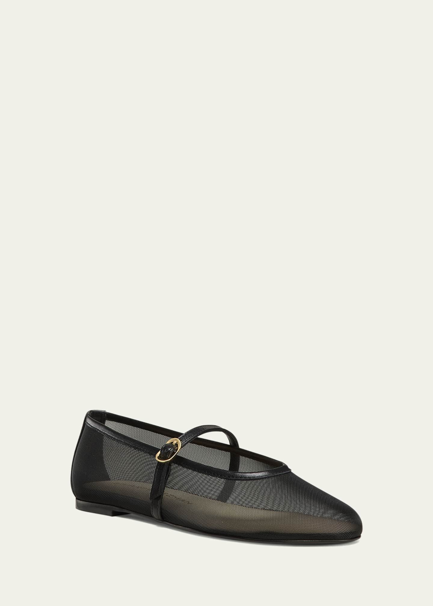 Stuart Weitzman Bareitall Mesh Leather Mary Jane Flats Image 2 of 4