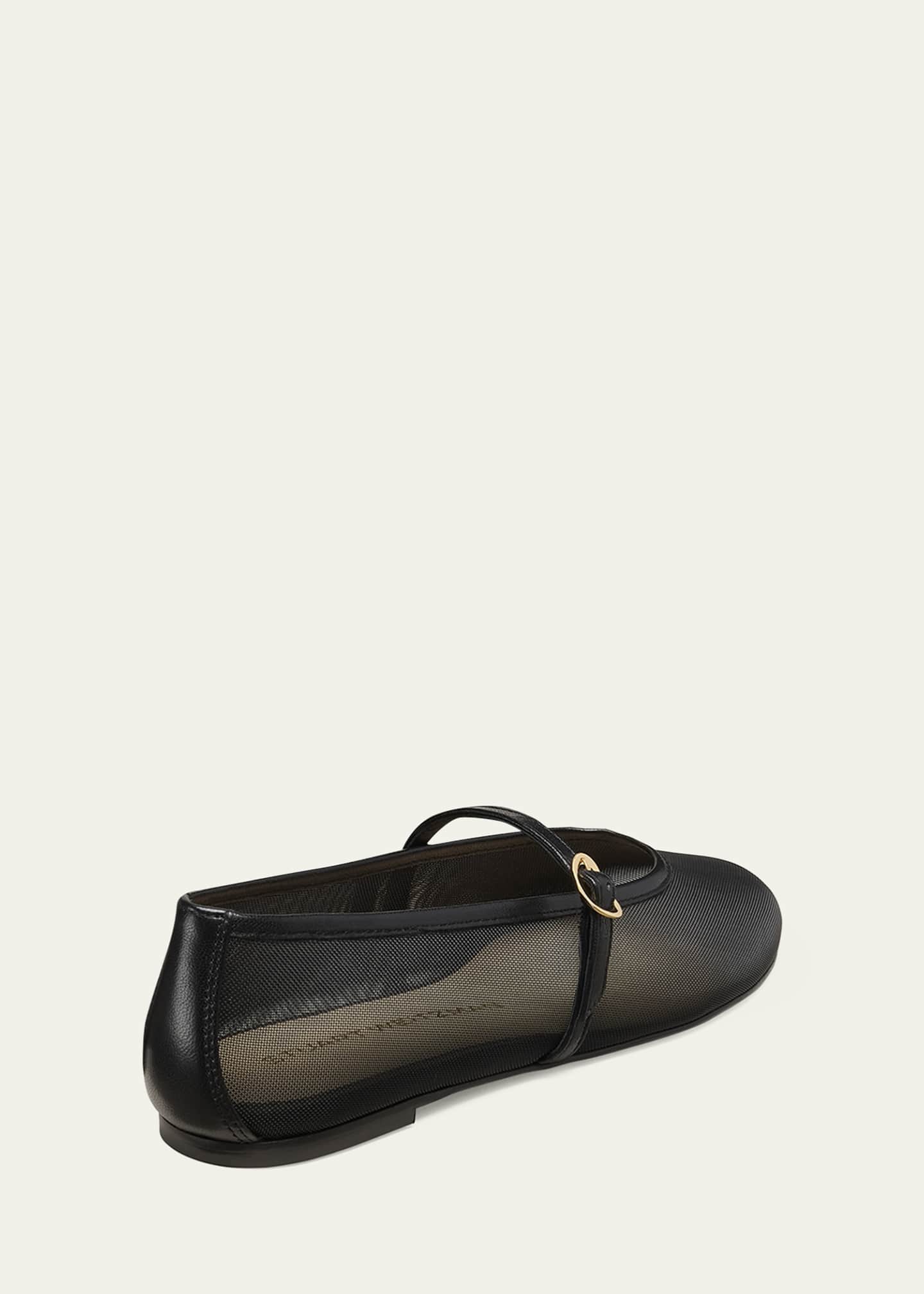 Stuart Weitzman Bareitall Mesh Leather Mary Jane Flats Image 3 of 4