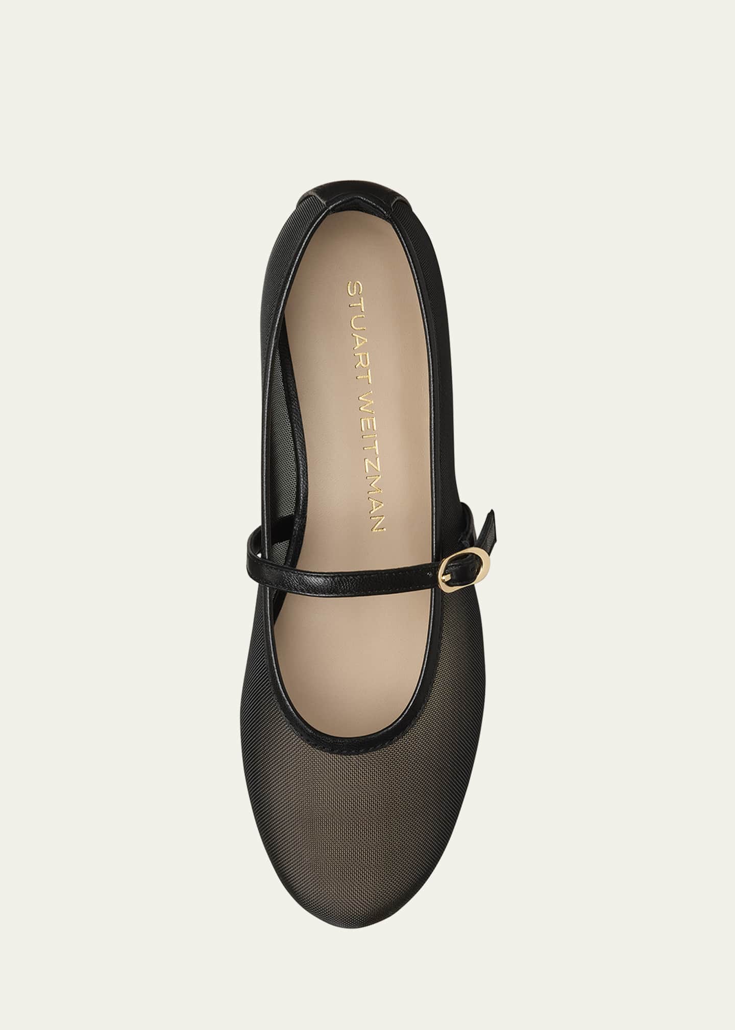 Stuart Weitzman Bareitall Mesh Leather Mary Jane Flats Image 4 of 4
