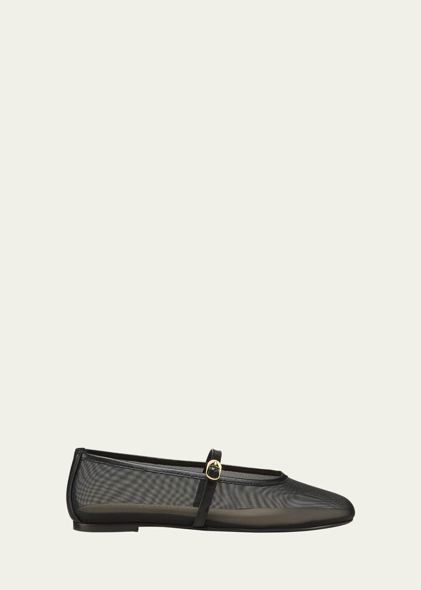 Stuart Weitzman Bareitall Mesh Leather Mary Jane Flats Image 1 of 4
