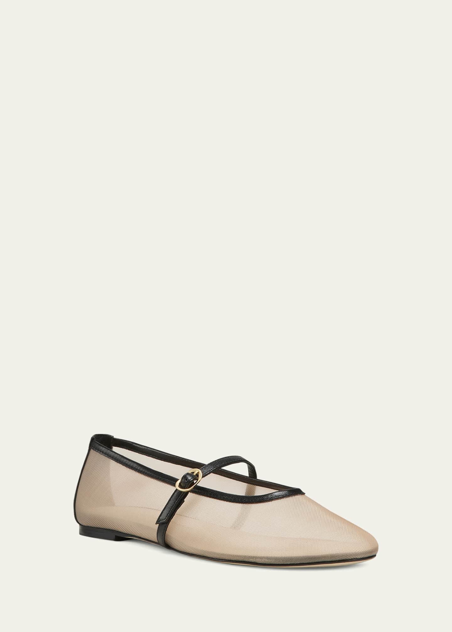 Stuart Weitzman Bareitall Mesh Leather Mary Jane Flats Image 2 of 4