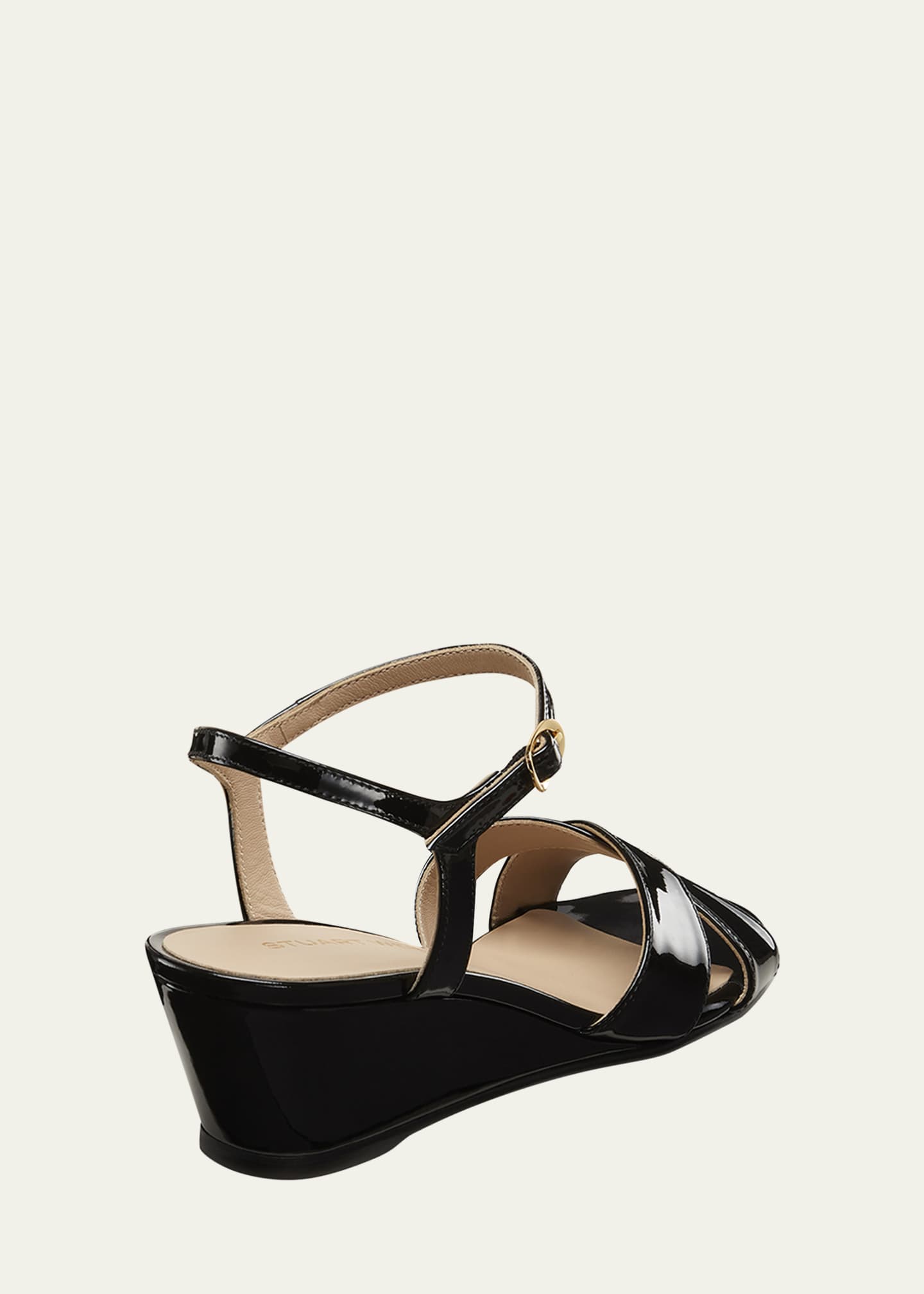Stuart Weitzman Dayna Patent Crisscross Wedge Sandals Image 3 of 4
