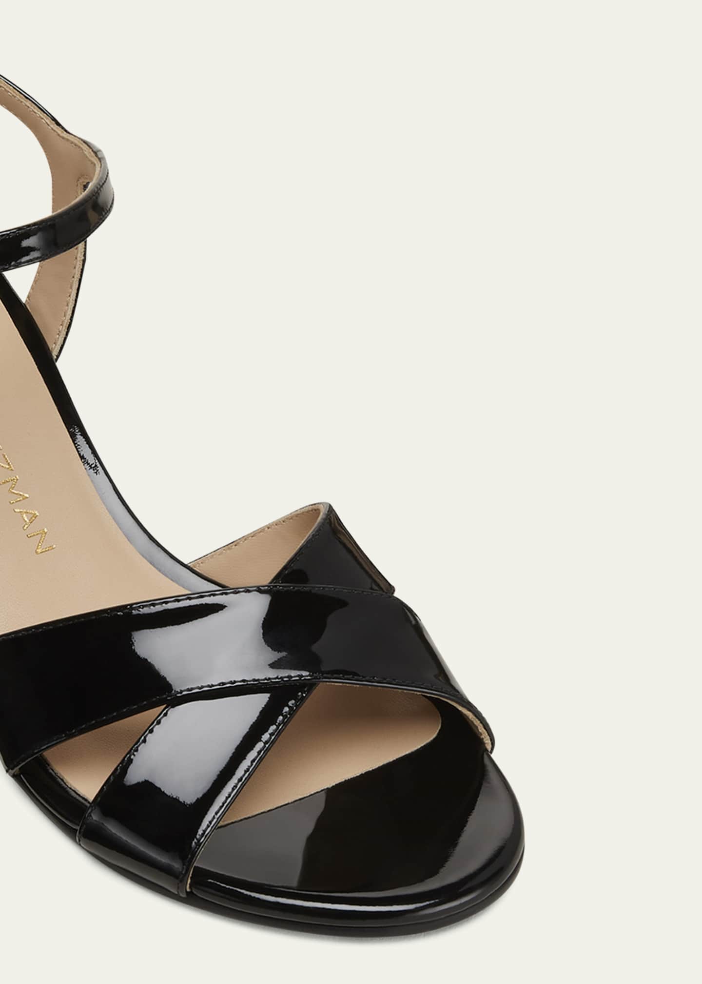 Stuart Weitzman Dayna Patent Crisscross Wedge Sandals Image 4 of 4
