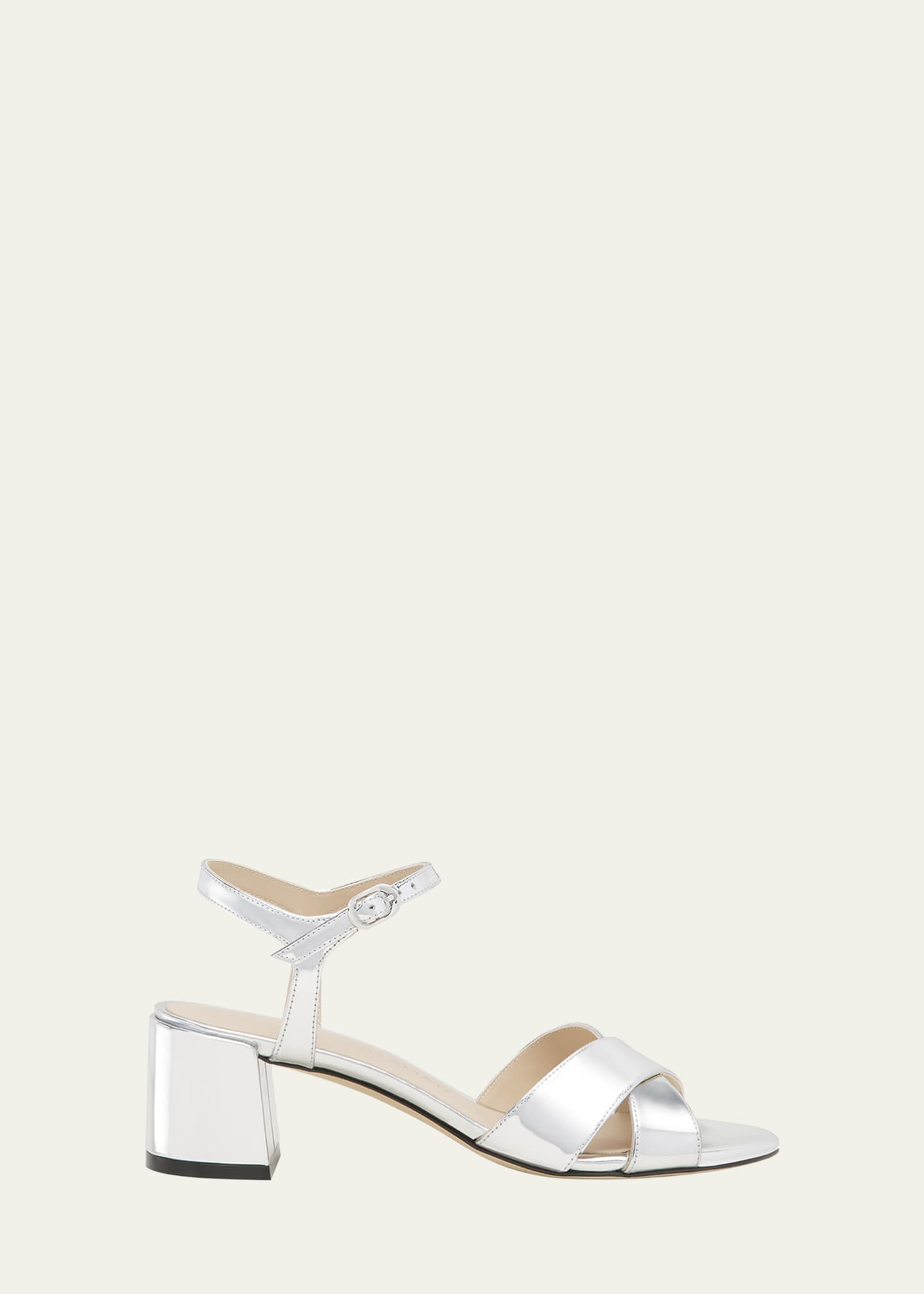Stuart Weitzman Dayna Metallic Crisscross Ankle-Strap Sandals Image 1 of 4