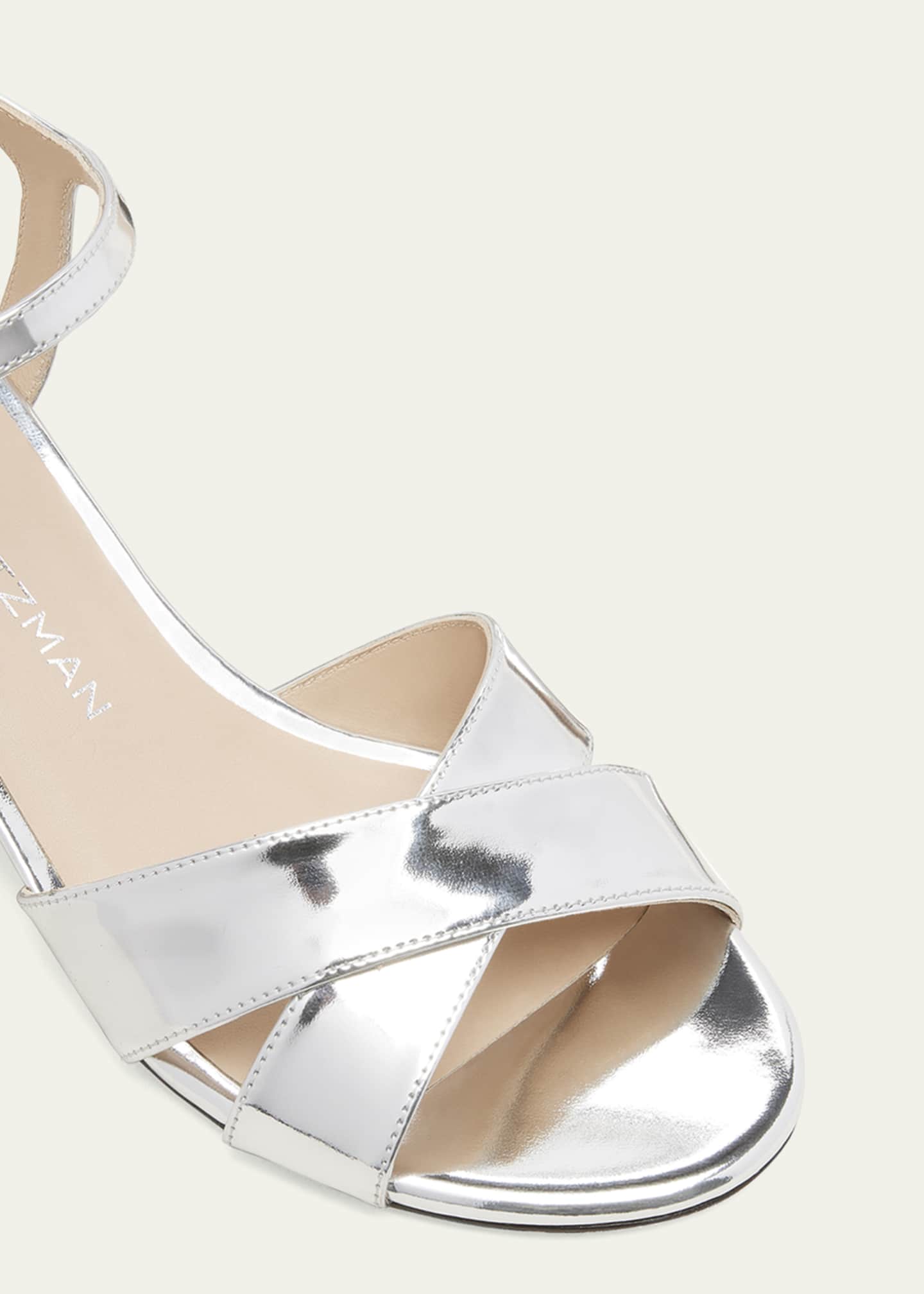 Stuart Weitzman Dayna Metallic Crisscross Ankle-Strap Sandals Image 4 of 4
