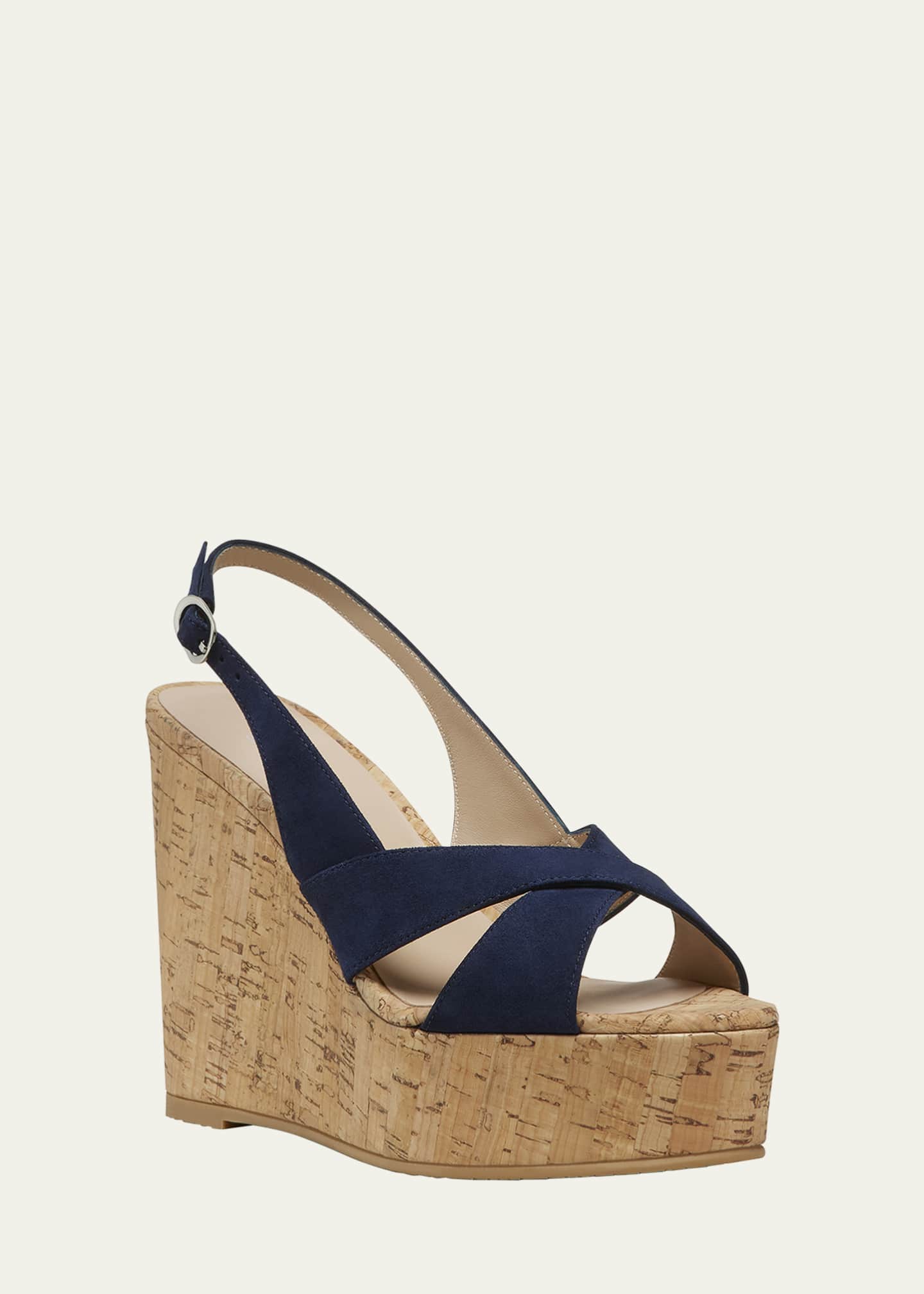 Stuart Weitzman Dayna Suede Platform Wedge Sandals Image 2 of 4