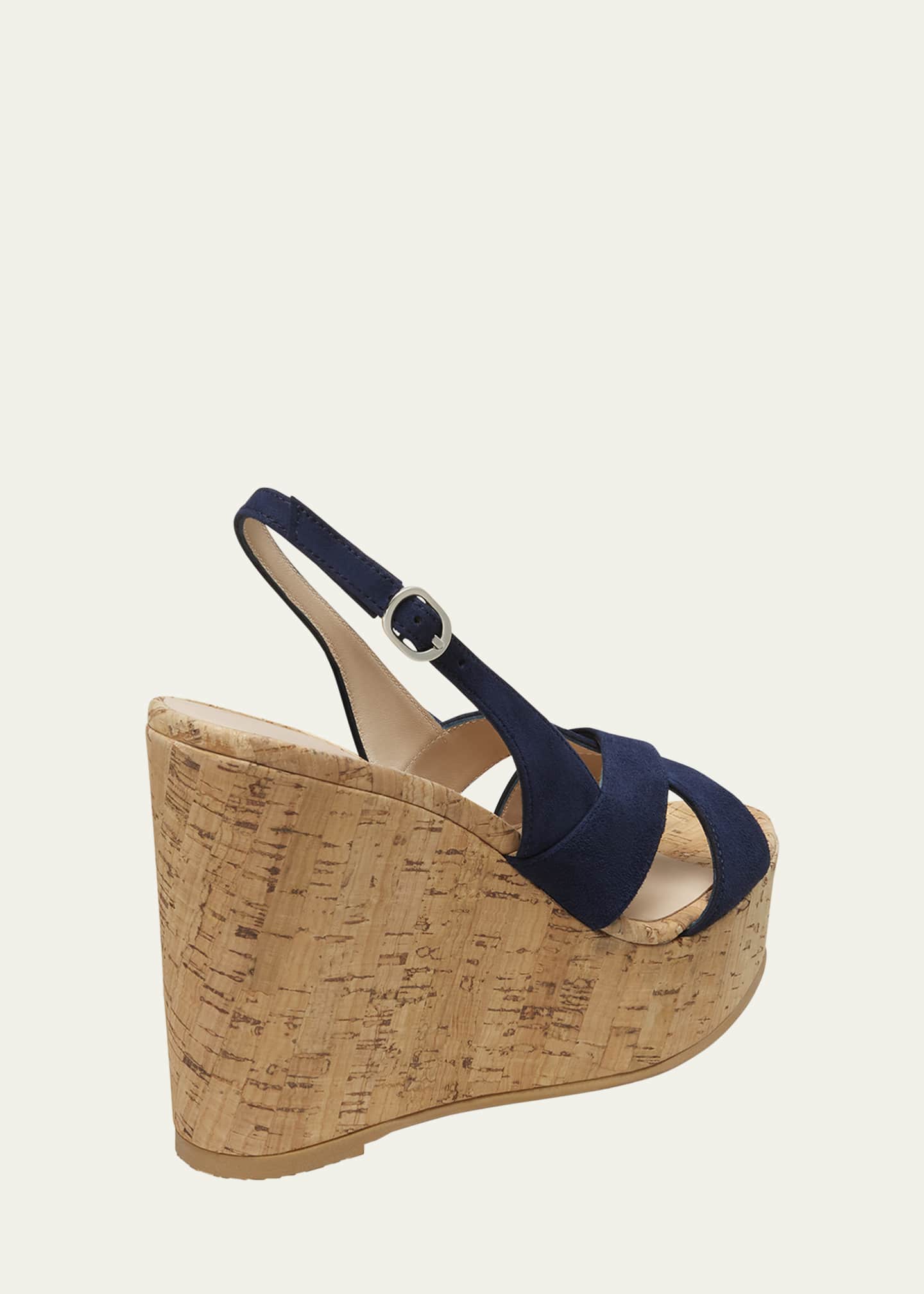 Stuart Weitzman Dayna Suede Platform Wedge Sandals Image 3 of 4