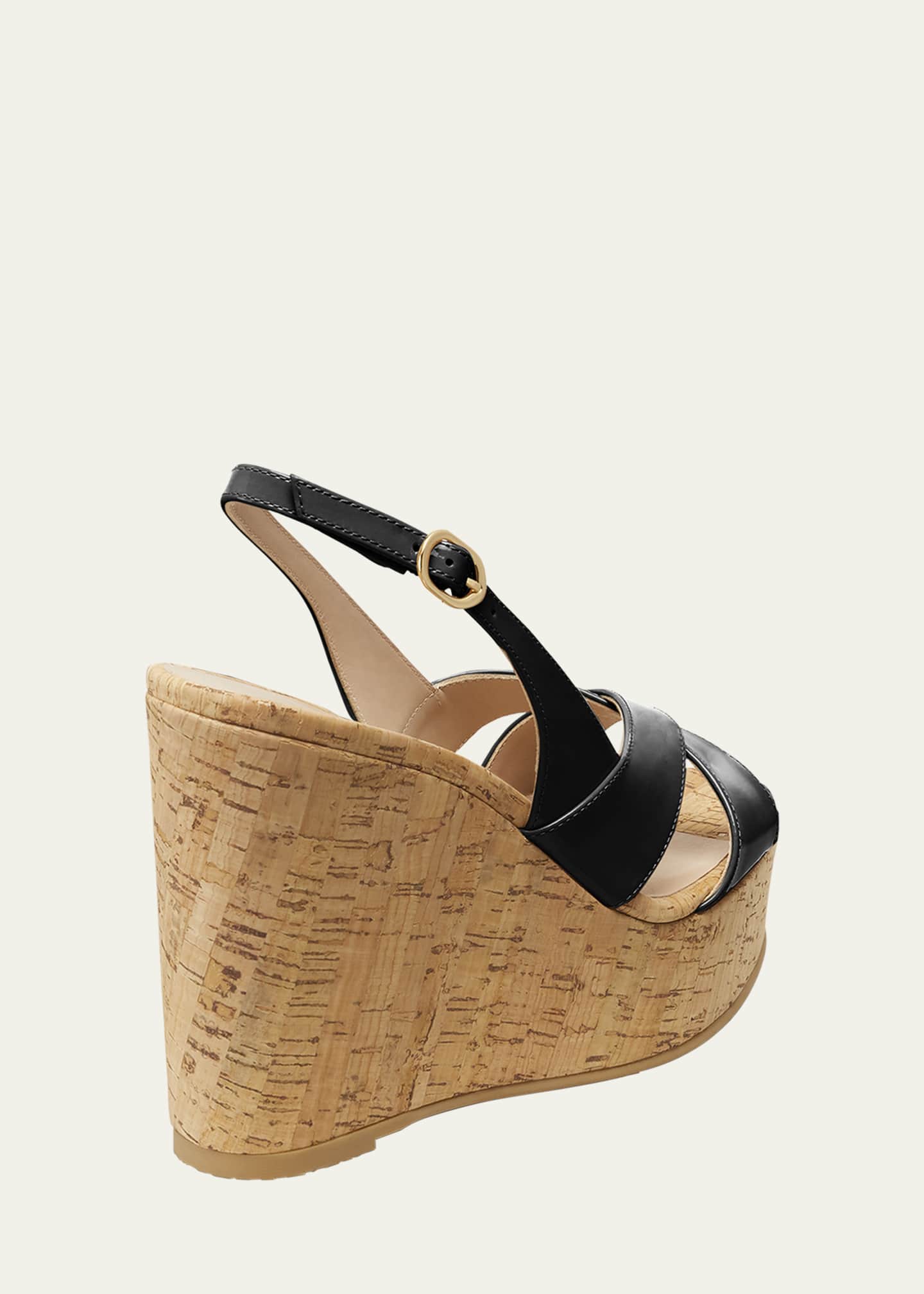 Stuart Weitzman Dayna Patent Crisscross Wedge Platform Sandals Image 3 of 4