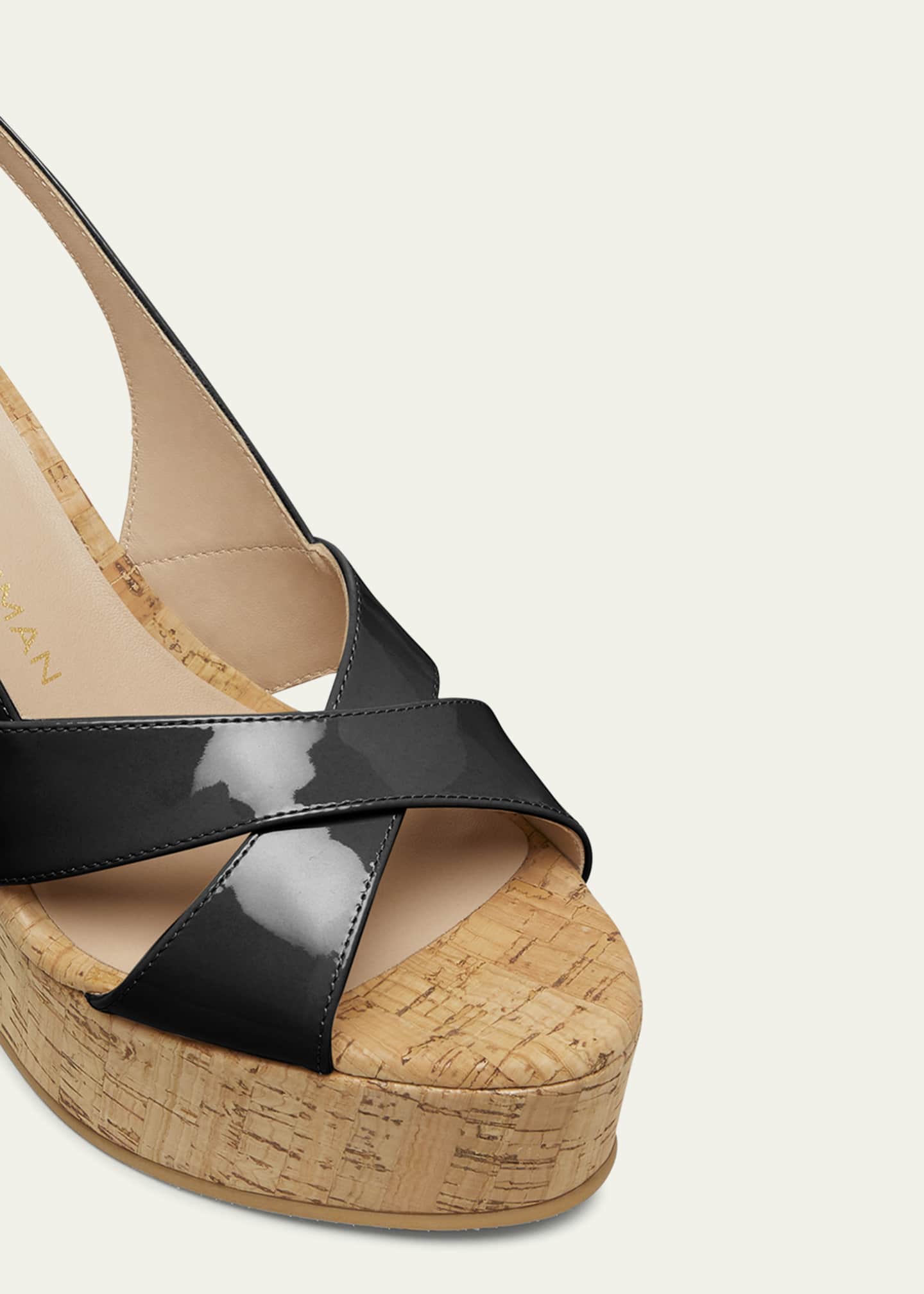 Stuart Weitzman Dayna Patent Crisscross Wedge Platform Sandals Image 4 of 4