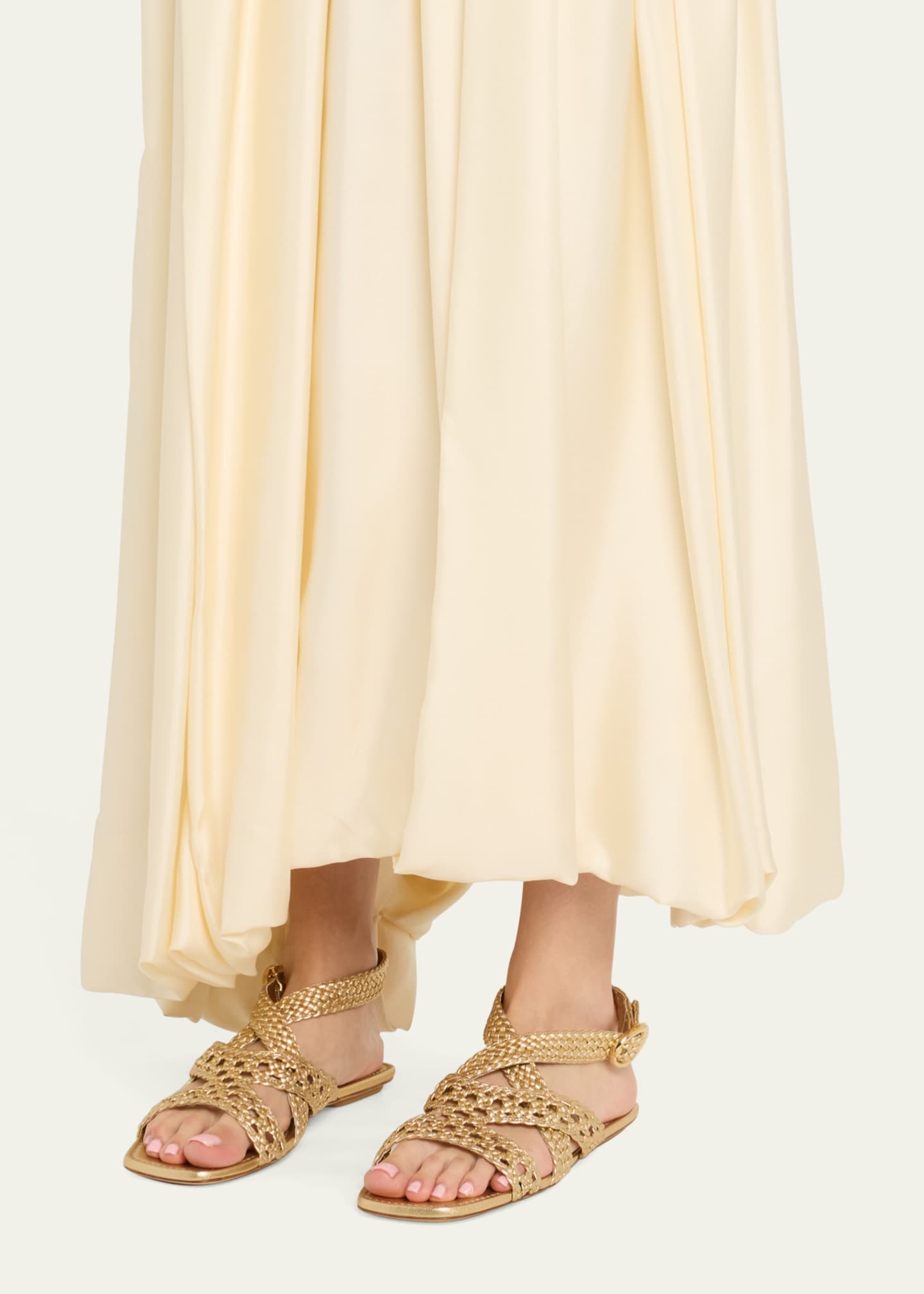 Stuart Weitzman Thea Metallic Braided Slingback Sandals