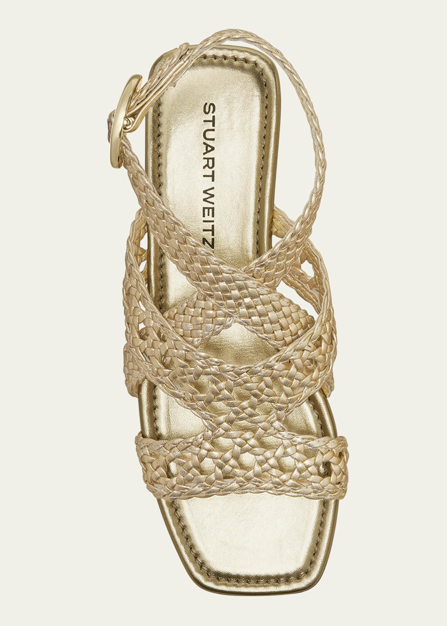Stuart Weitzman 25SS サンダル・ミュール ベージュ系 Stuart Weitzman Thea Metallic Braided Slingback Sandals