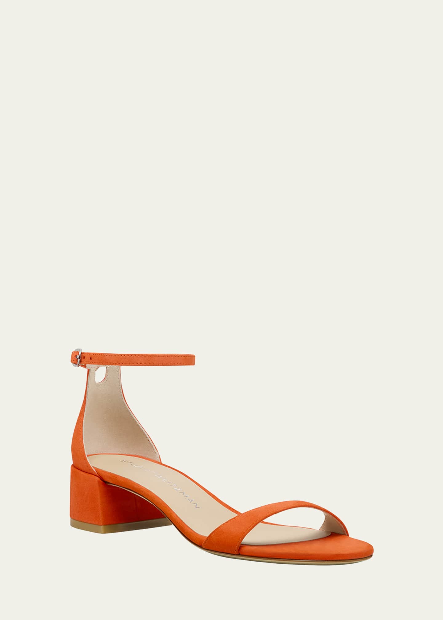 Stuart Weitzman Nudist Suede Ankle-Strap Sandals Image 2 of 2