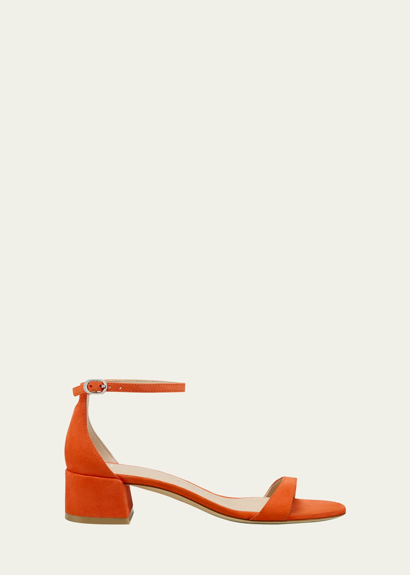 Stuart Weitzman Nudist Suede Ankle-Strap Sandals Image 1 of 2