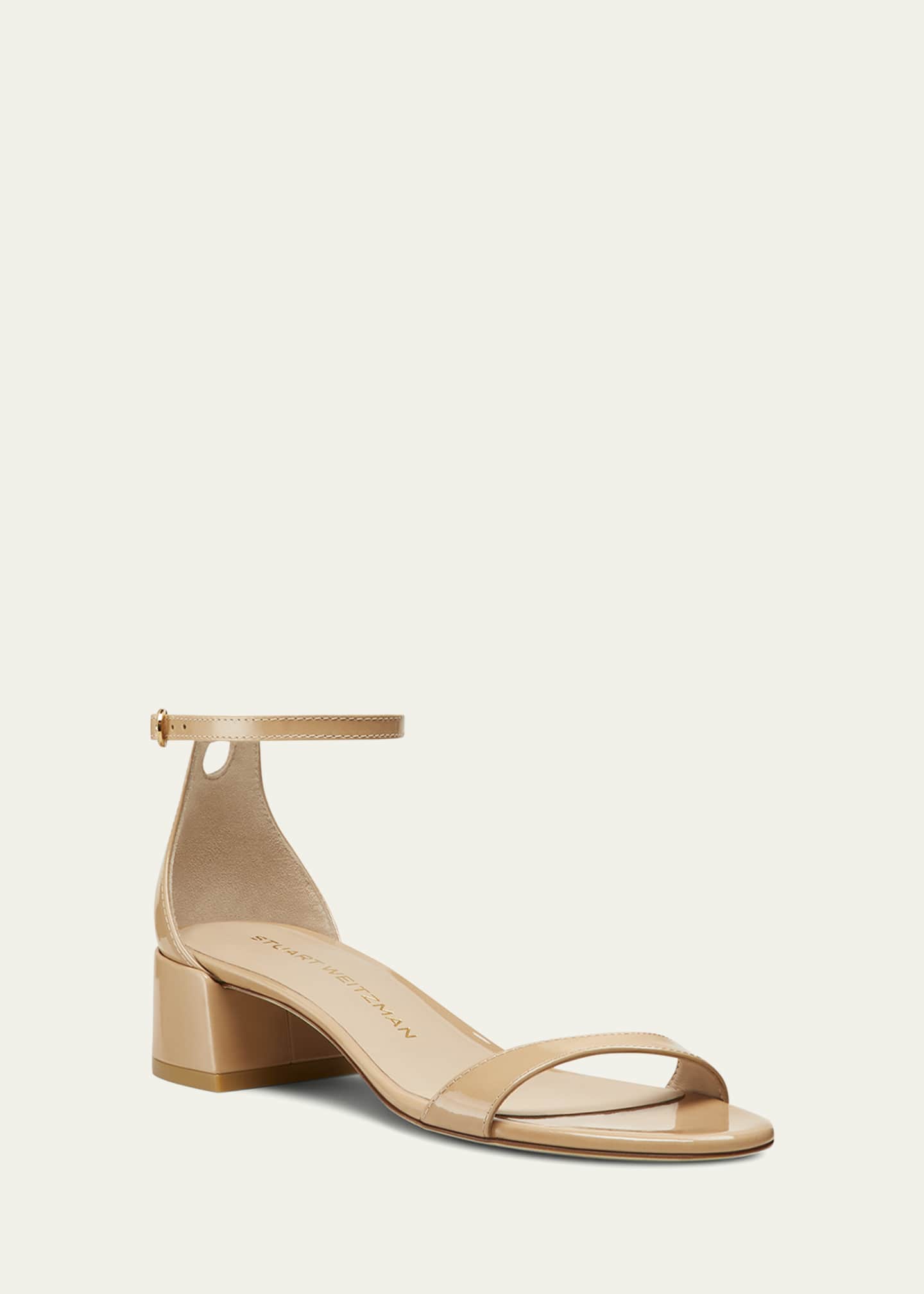Stuart Weitzman Nudist Patent Ankle-Strap Sandals Image 2 of 3